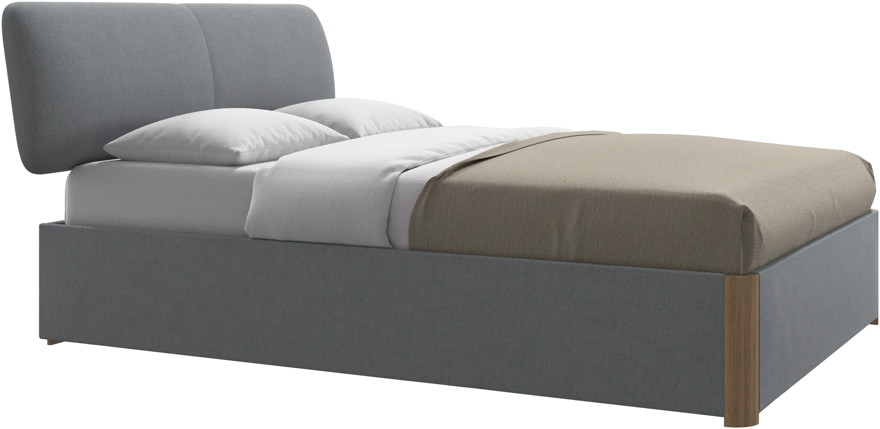 Element bed, bed-mounted headboard, with slats and storage solution, excl. mattress