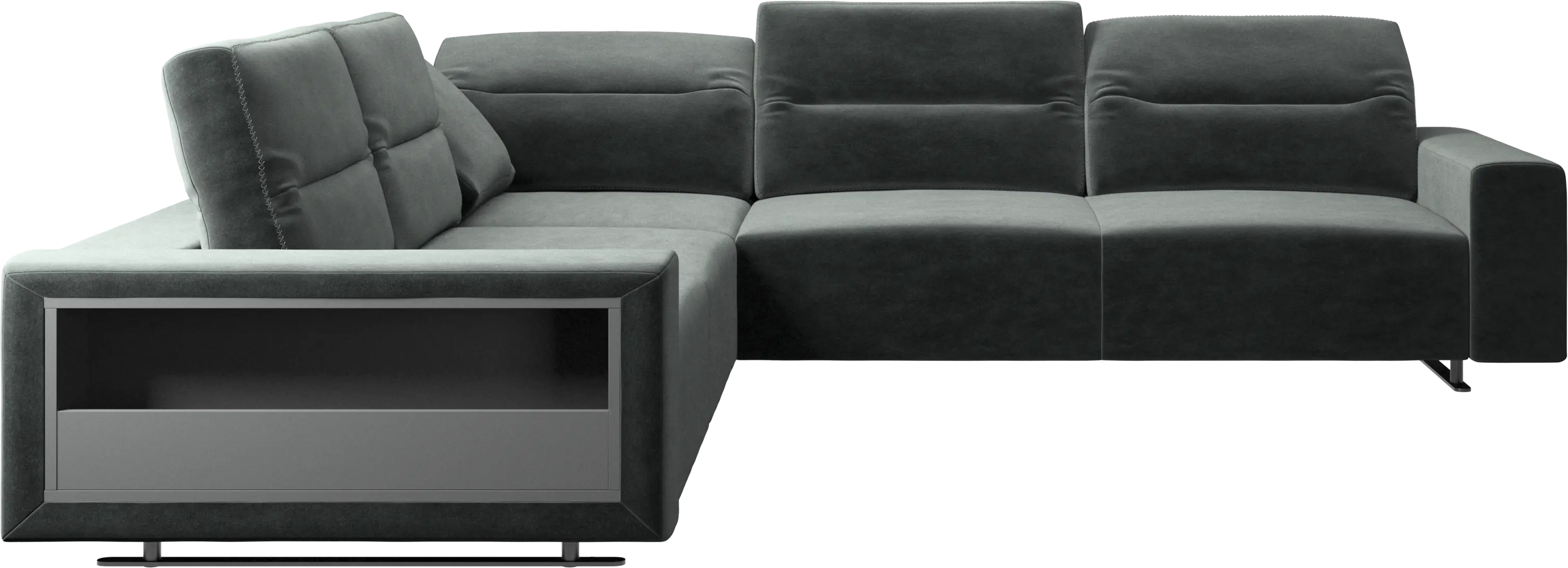 Hampton corner sofa with adjustable back and storage on left side