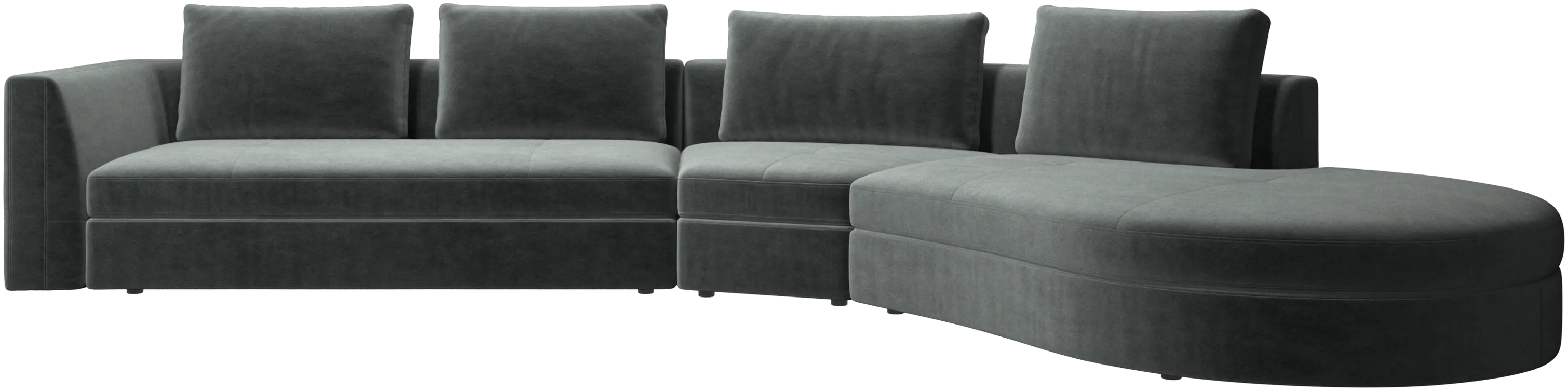 Bergamo sofa with round lounging unit,right