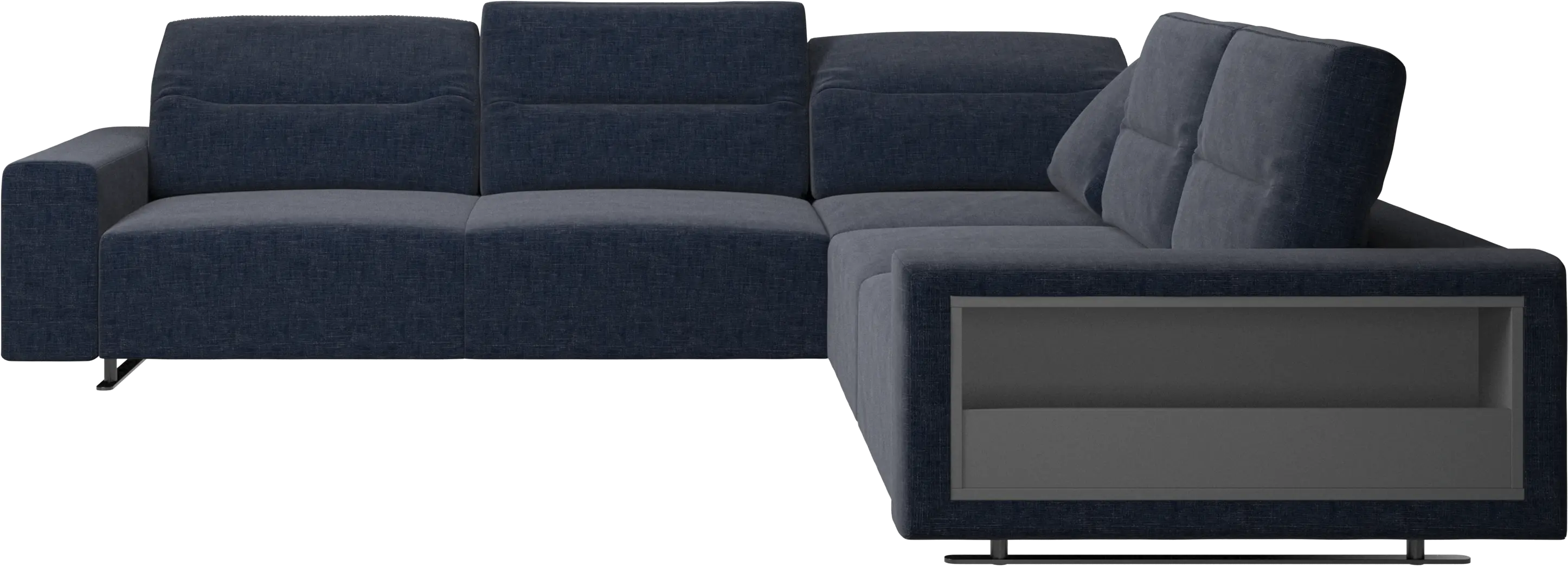 Hampton corner sofa with adjustable back and storage on right side