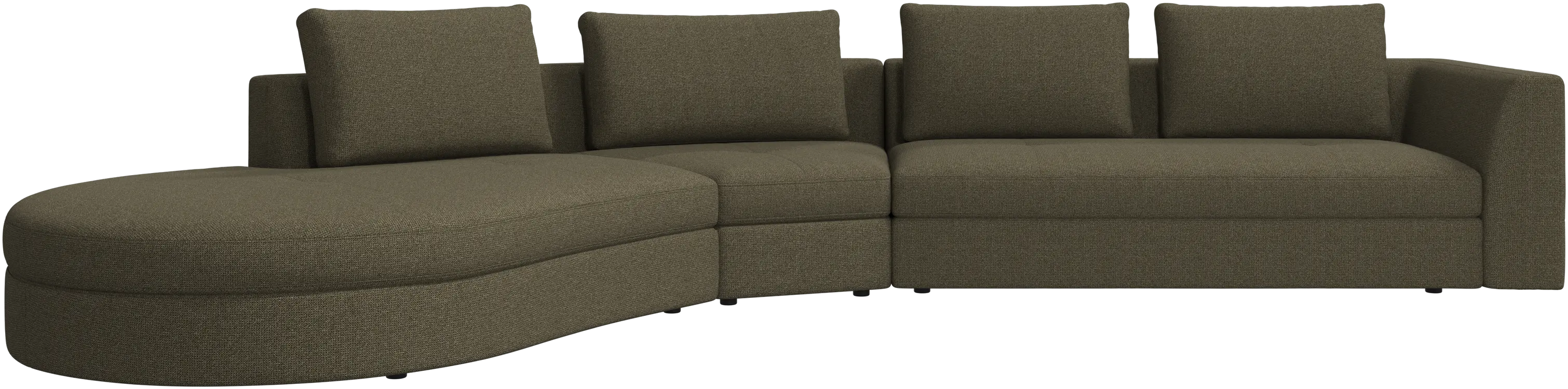Bergamo sofa with round lounging unit, left