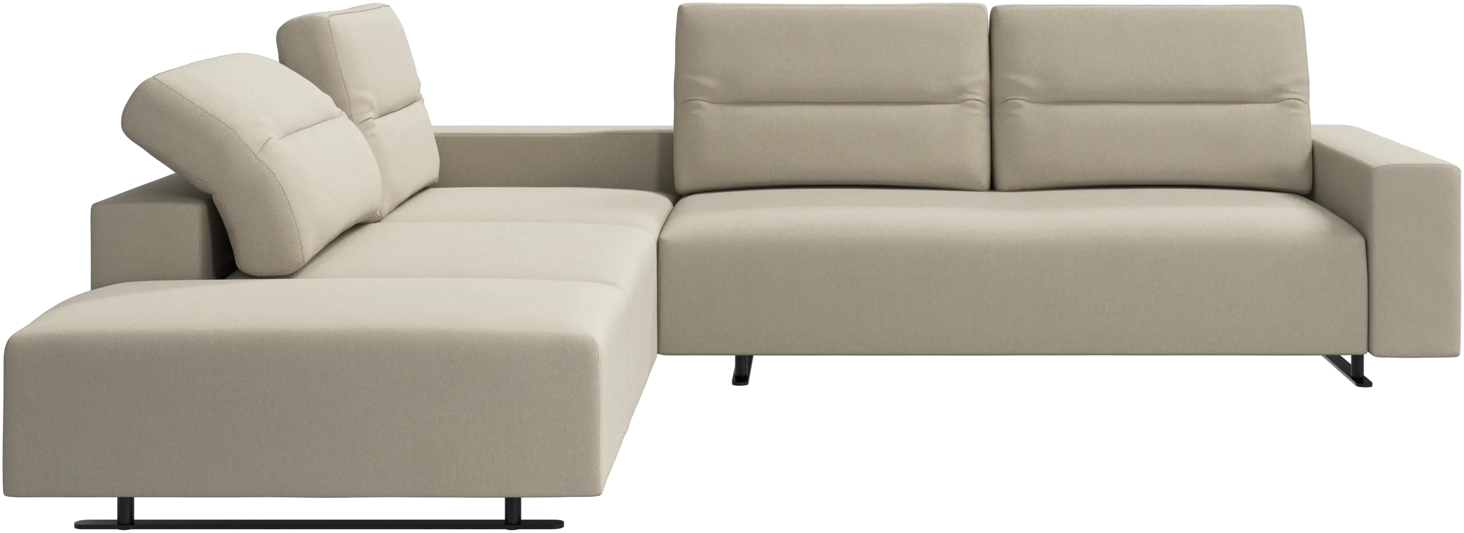 Hampton corner sofa with adjustable back and storage on right side