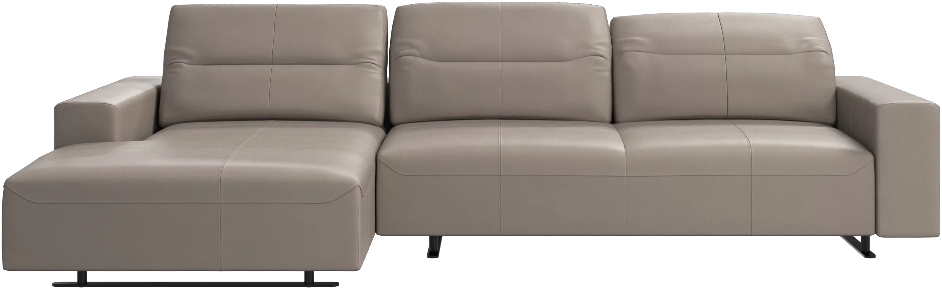Hampton sofa with adjustable back, resting unit and storage left side
