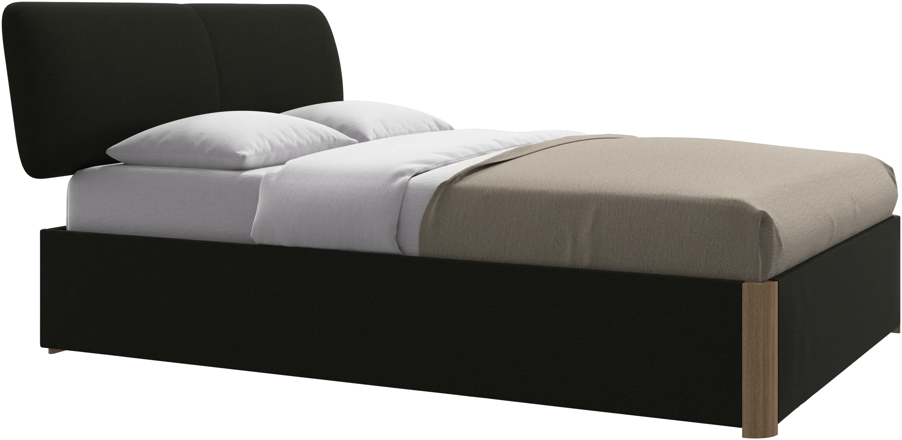 Element bed, bed-mounted headboard, with slats and storage solution, excl. mattress