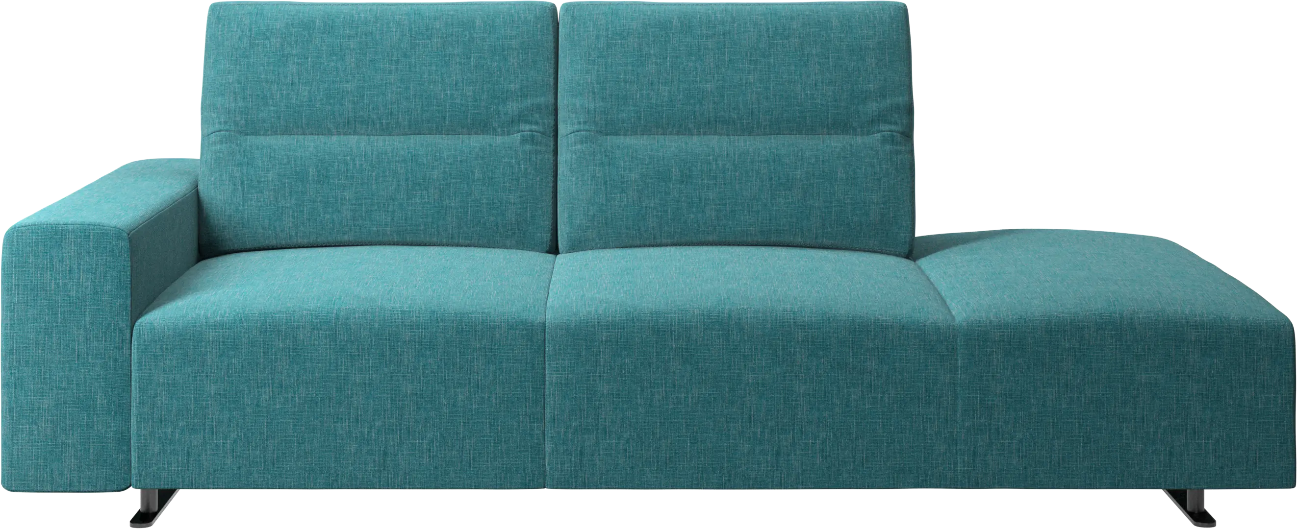 Hampton zitbank met verstelbare rug en lounge-unit rechts, armleuning links