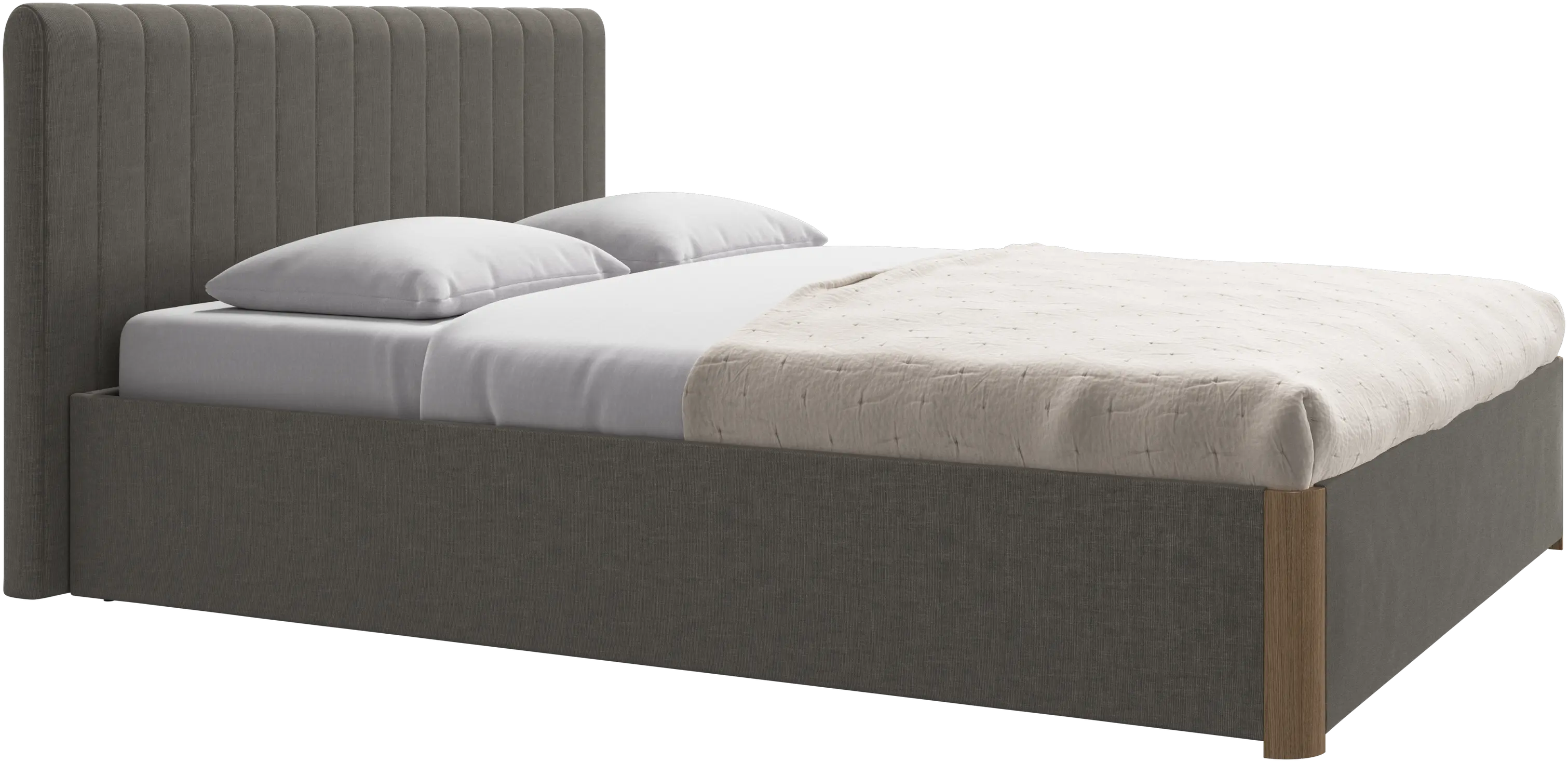 Element bed, bed-mounted headboard, with slats and storage solution, excl. mattress