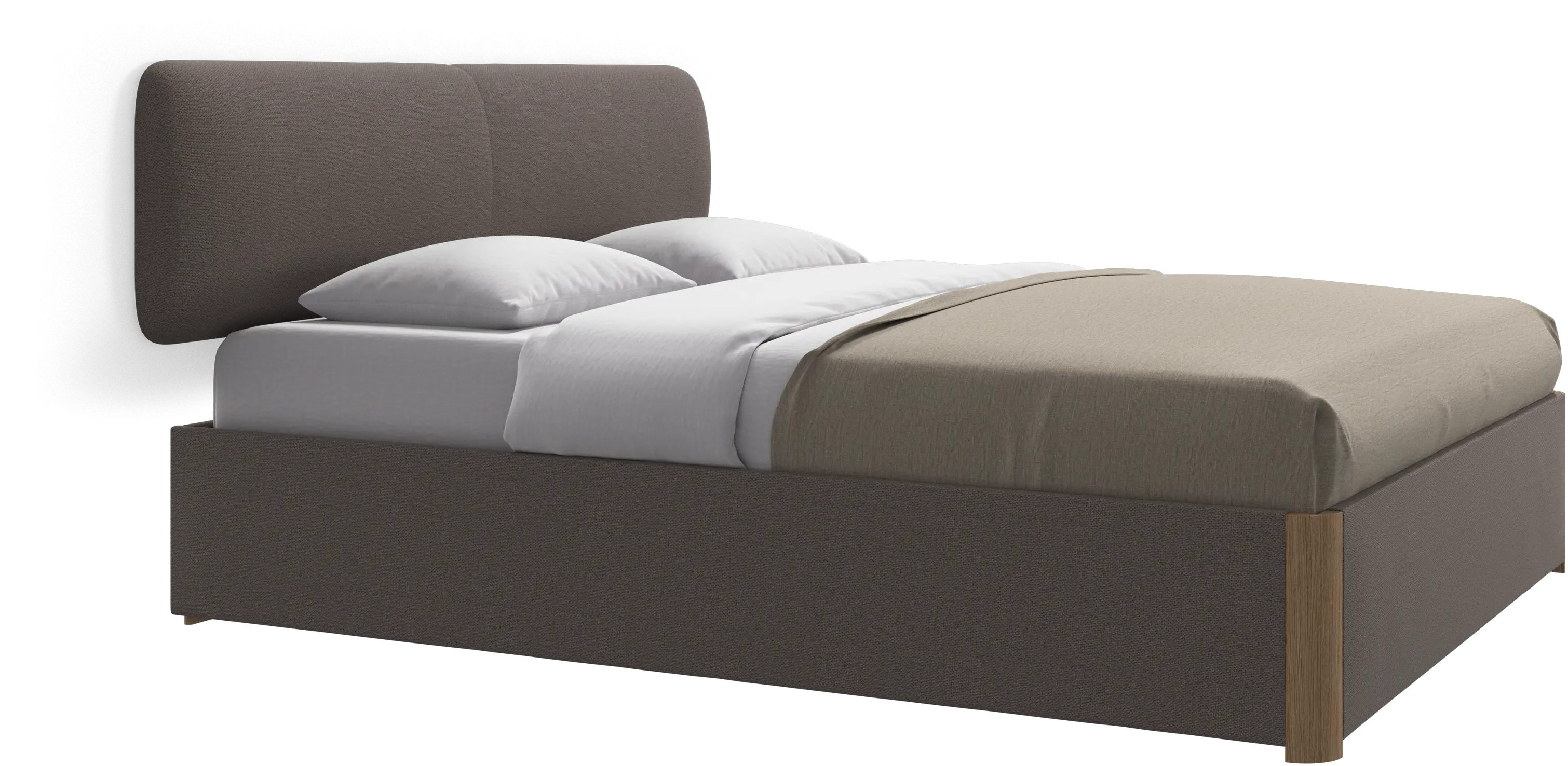 Element lit, tête de lit murale, avec lattes et solution de stockage, excl. matelas