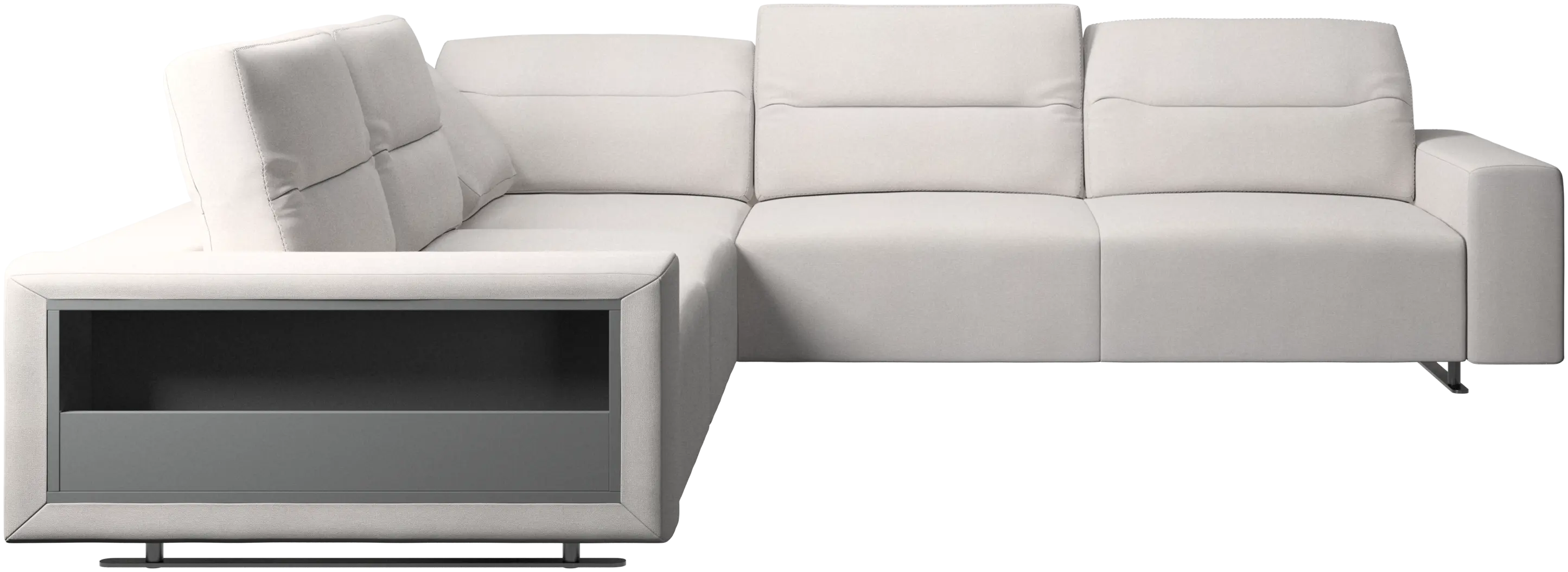 Sofá de canto Hampton com encosto ajustável e arrumação no lado esquerdo