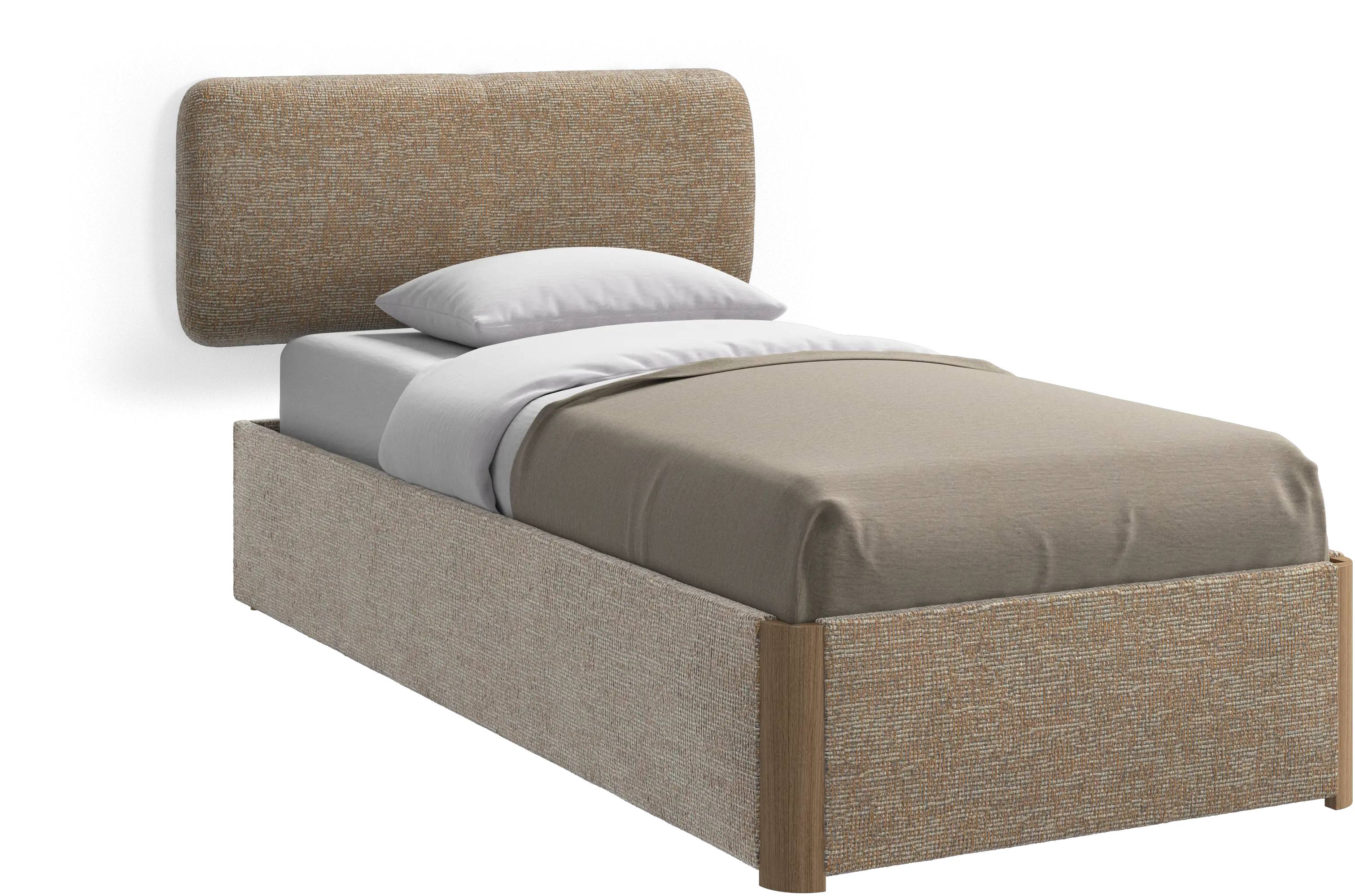 Element bed, wall-mounted headboard, with slats and storage solution, excl. mattress