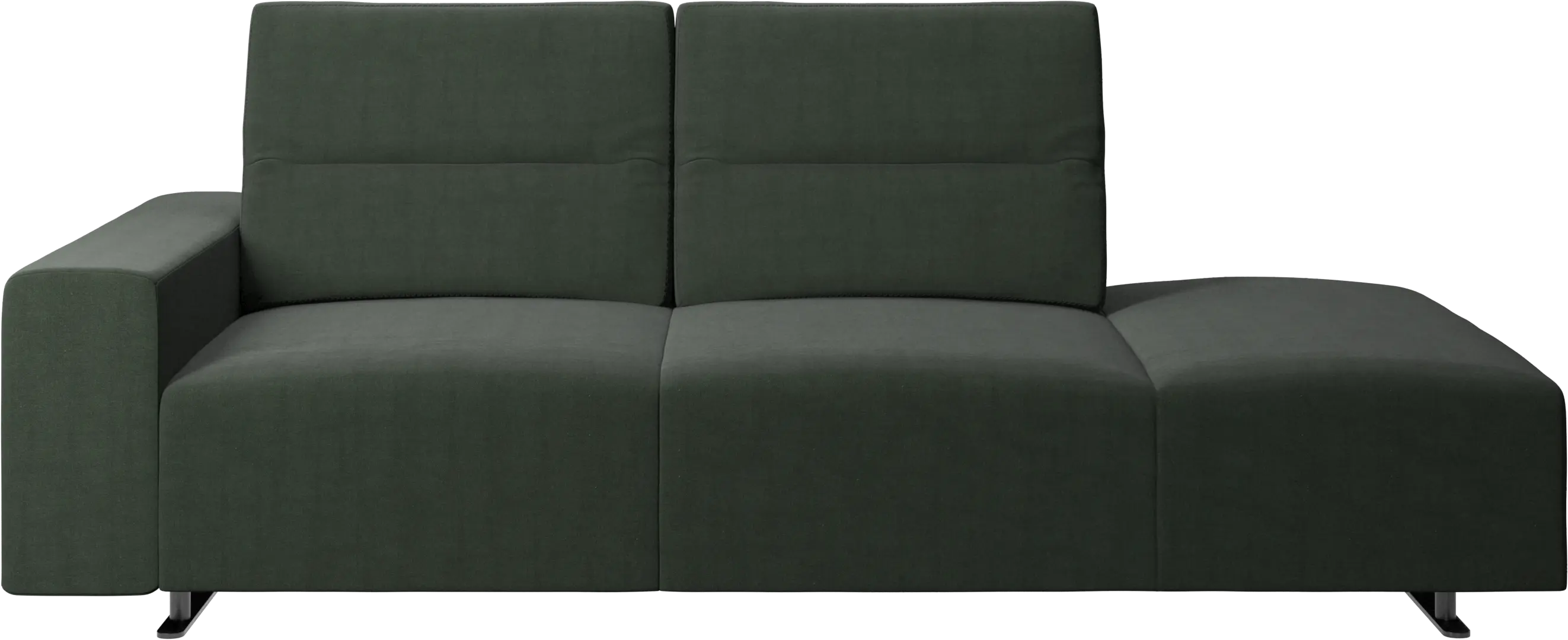 Hampton sofa with adjustable back and lounging unit right side, armrest left