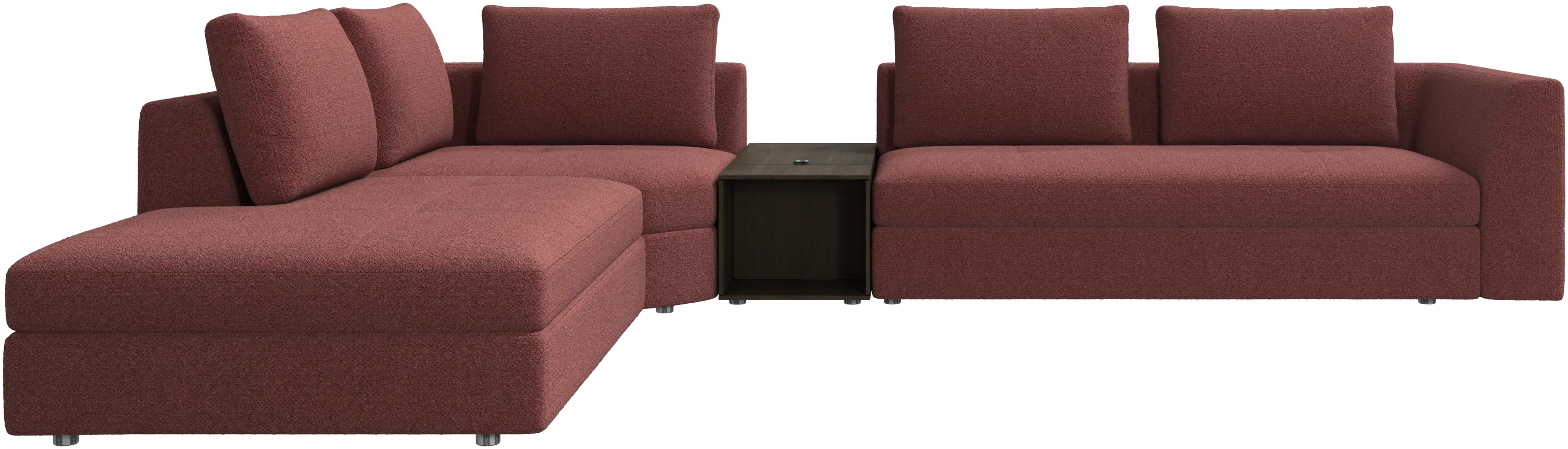 Bergamo Ecksofa mit Recamiere und Hocker mit Stauraum