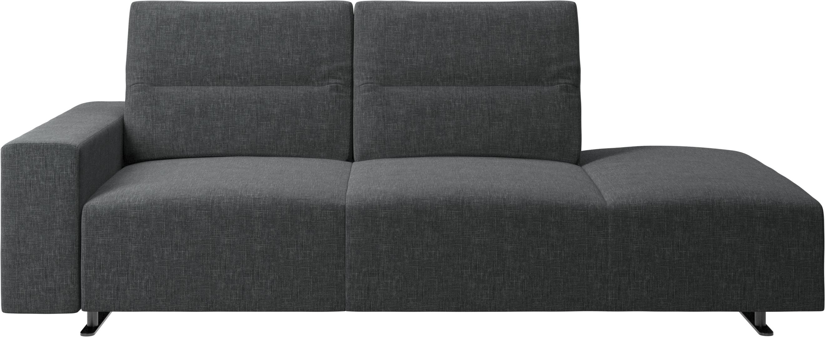 Hampton soffa med justerbart ryggstöd och loungemodul på höger sida, förvaring och armstöd på vänster sida