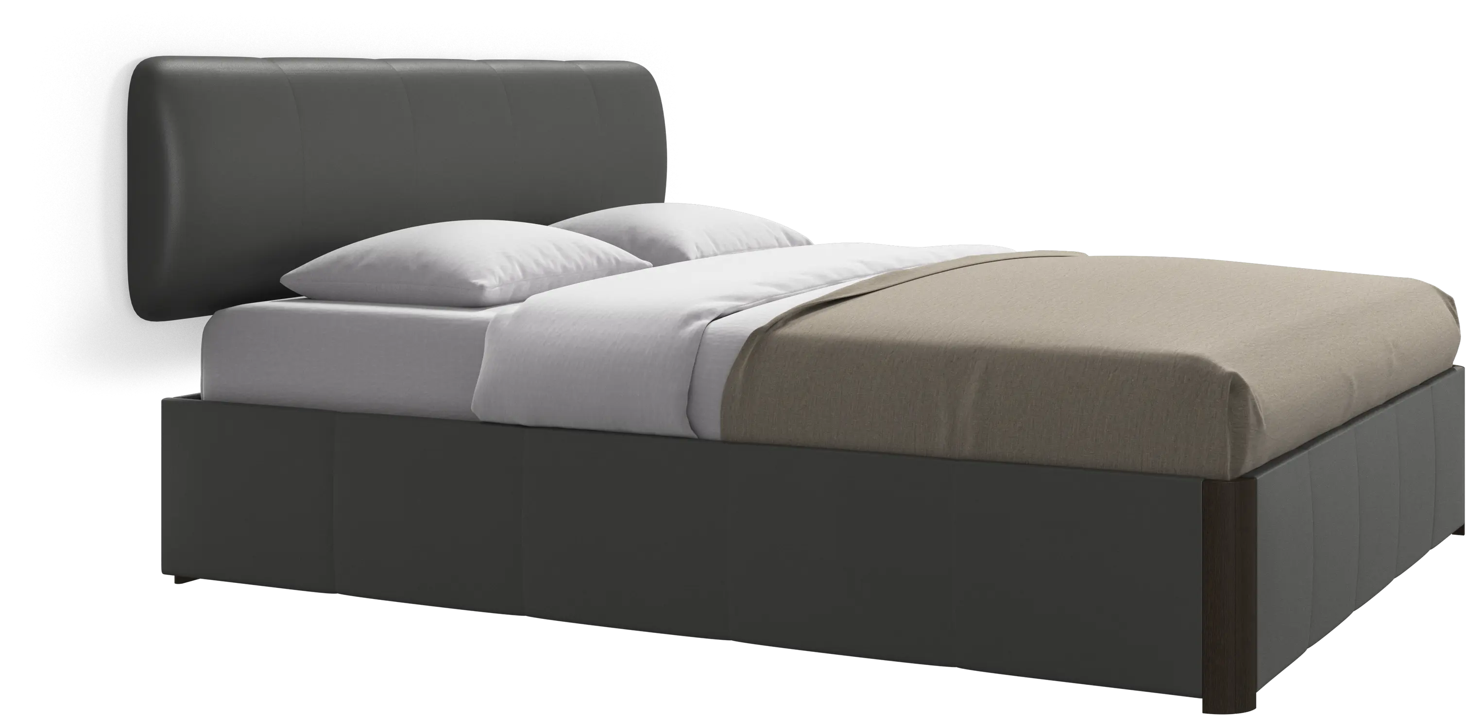 Element lit, tête de lit murale, avec lattes et solution de stockage, excl. matelas