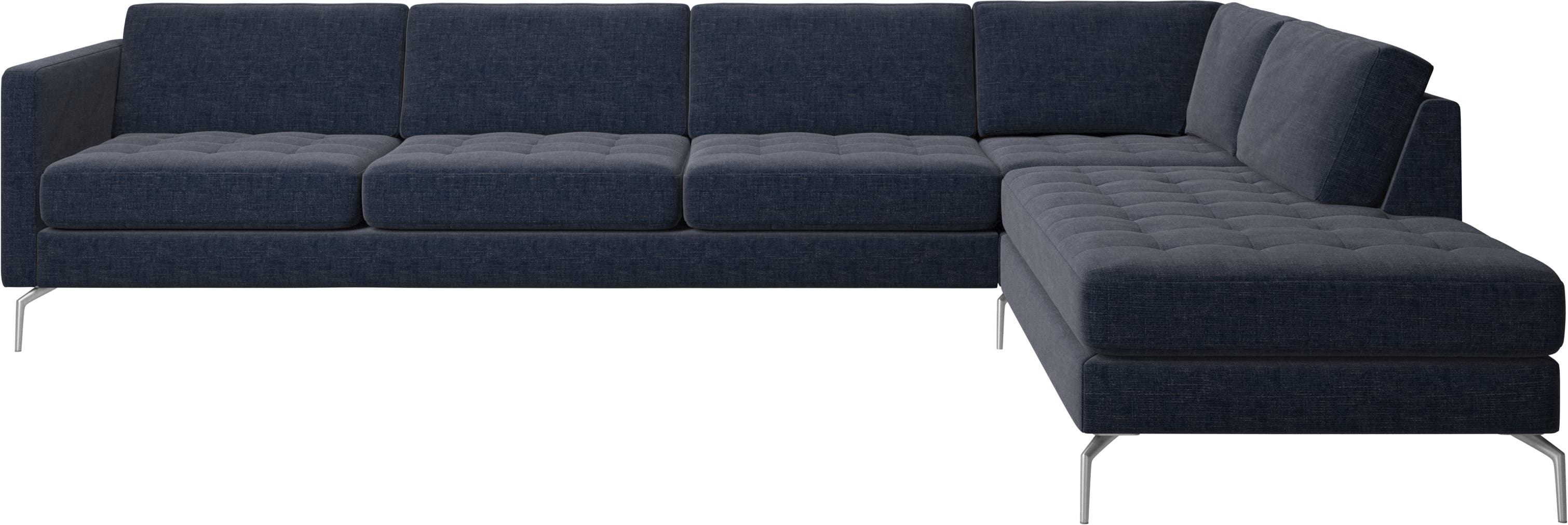 Sofa narożna Osaka z modułem wypoczynkowym, pikowane siedzisko
