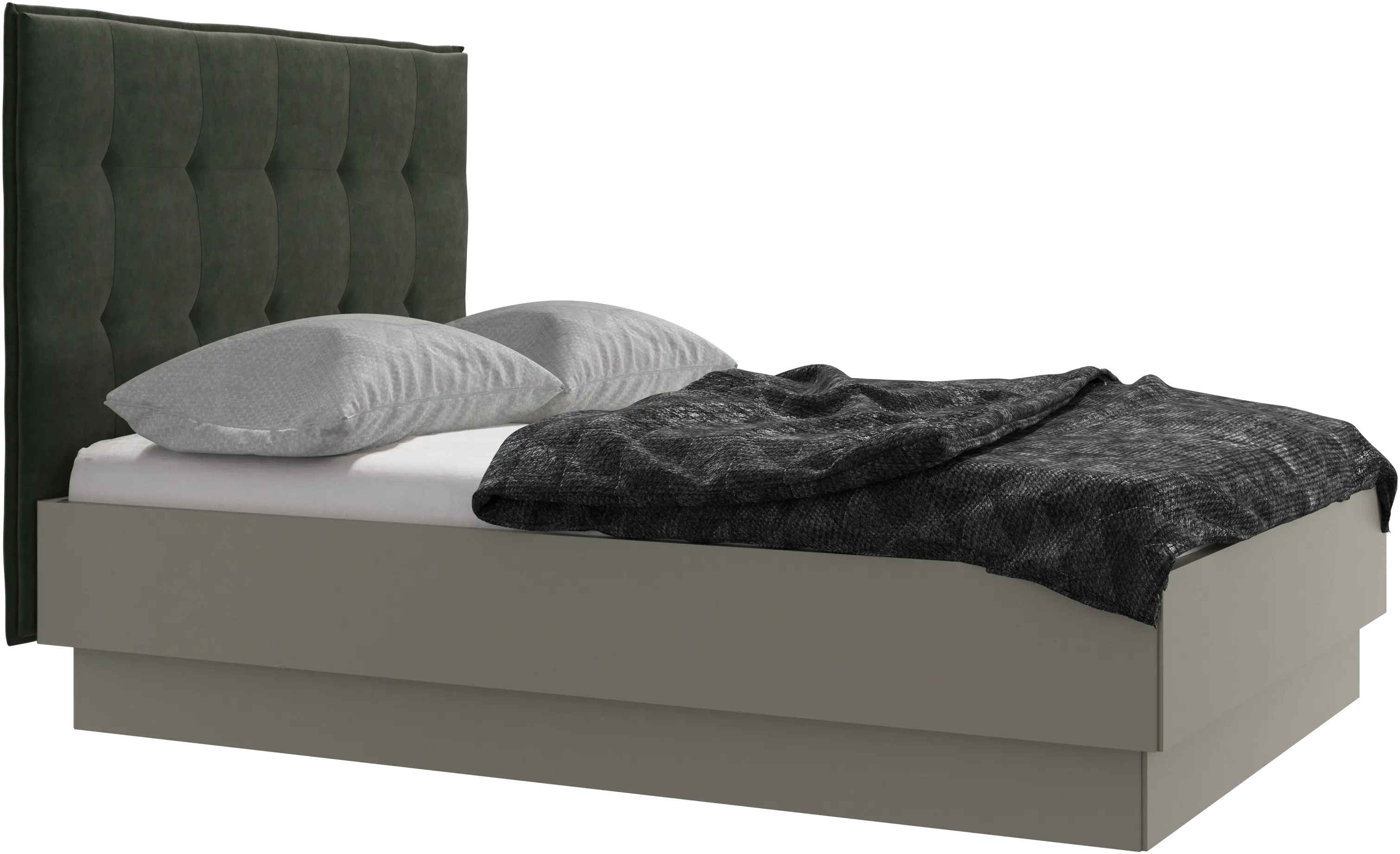 Lit Lugano avec rangement intégré, sommier inclus, hors matelas