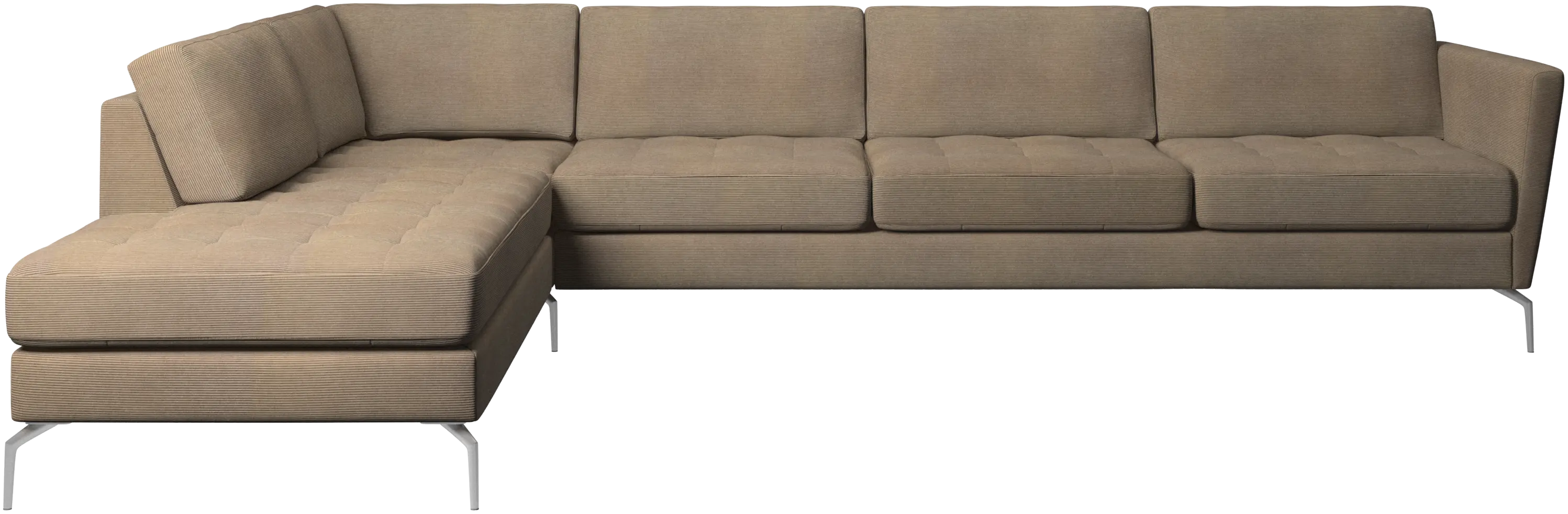 Osaka corner sofa with lounging unit, tufted seat