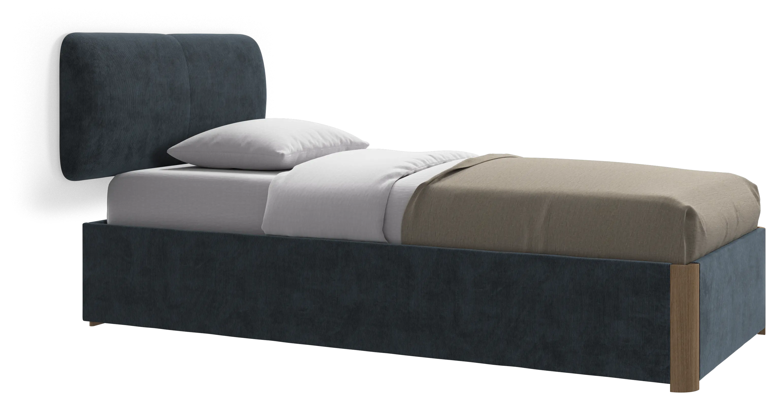 Element bed, wall-mounted headboard, with slats and storage solution, excl. mattress