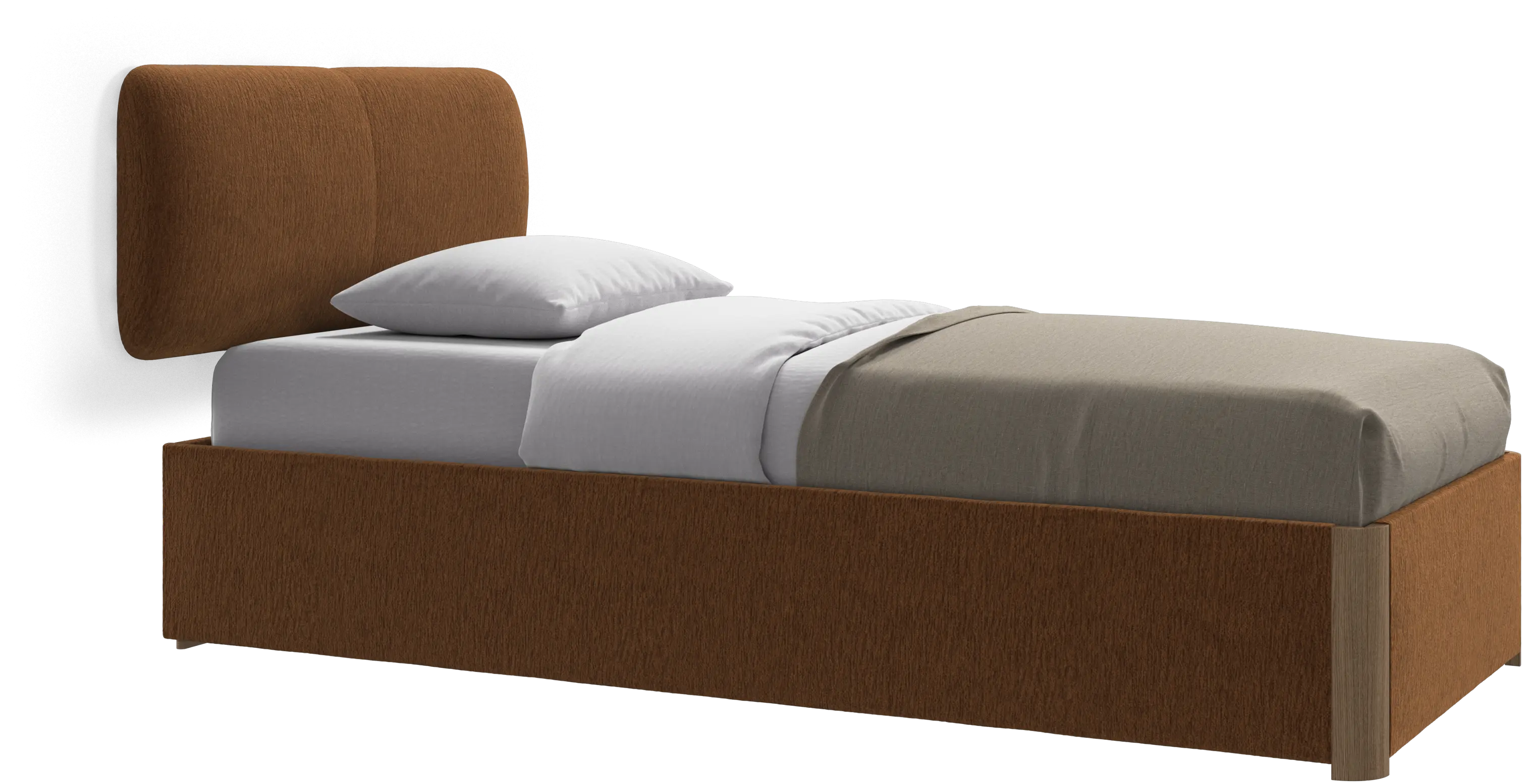 Element bed, wall-mounted headboard, with slats and storage solution, excl. mattress