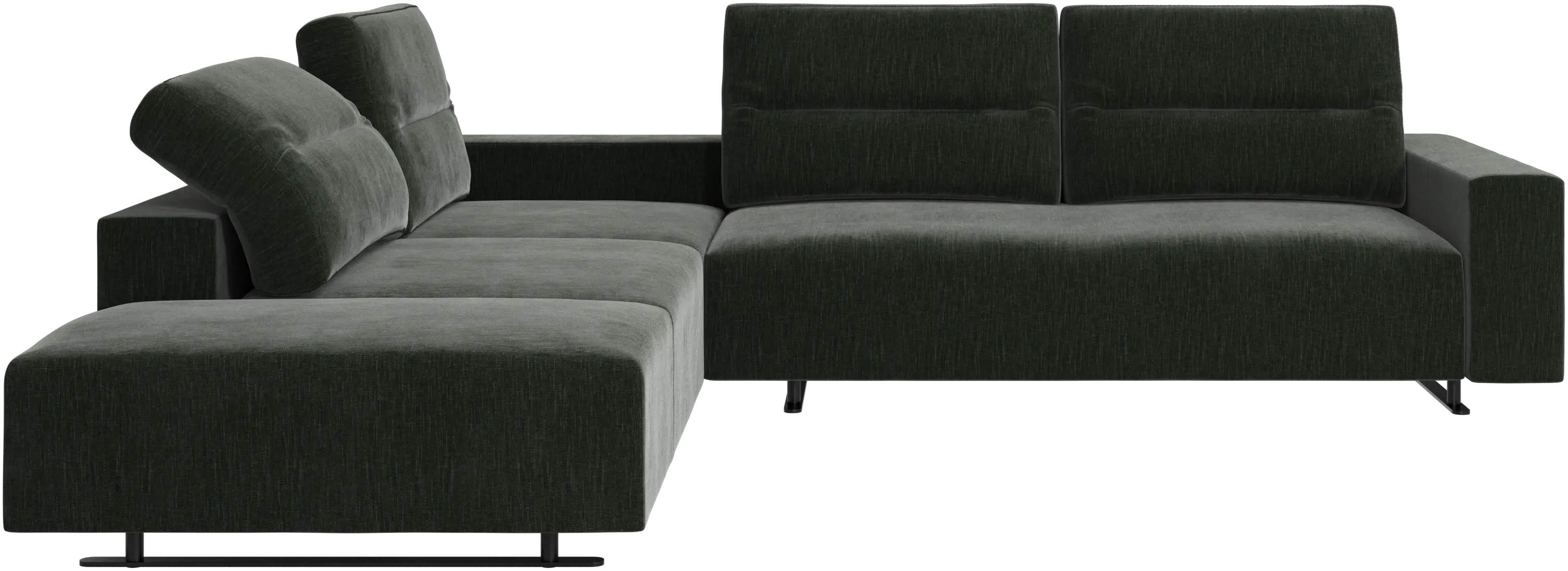 Hampton corner sofa with adjustable back and storage on right side