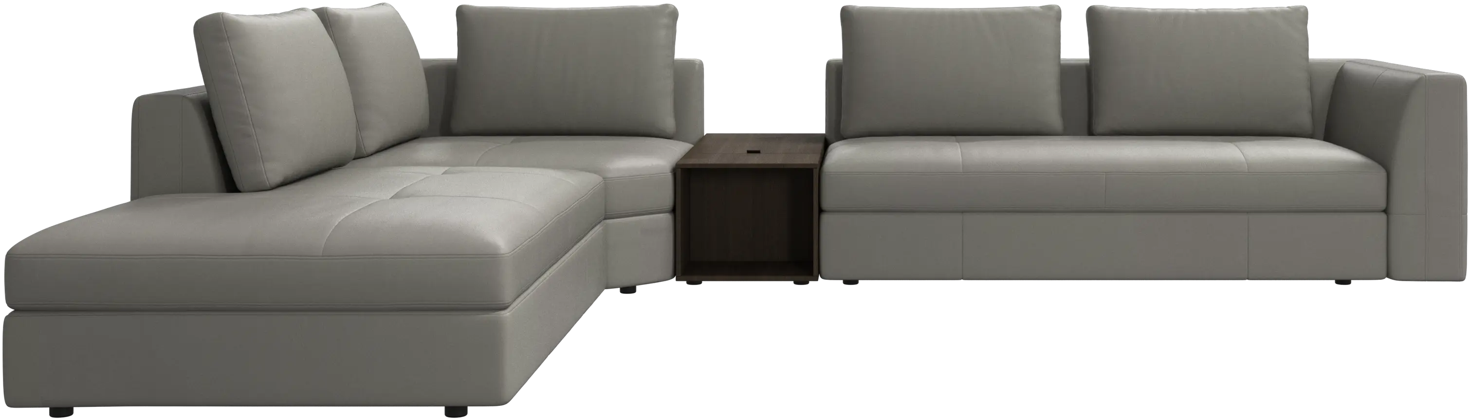 Bergamo corner sofa with lounging unit and footstool w/storage