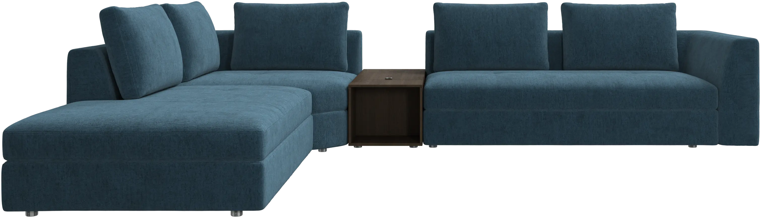 Bergamo corner sofa with lounging unit and footstool w/storage
