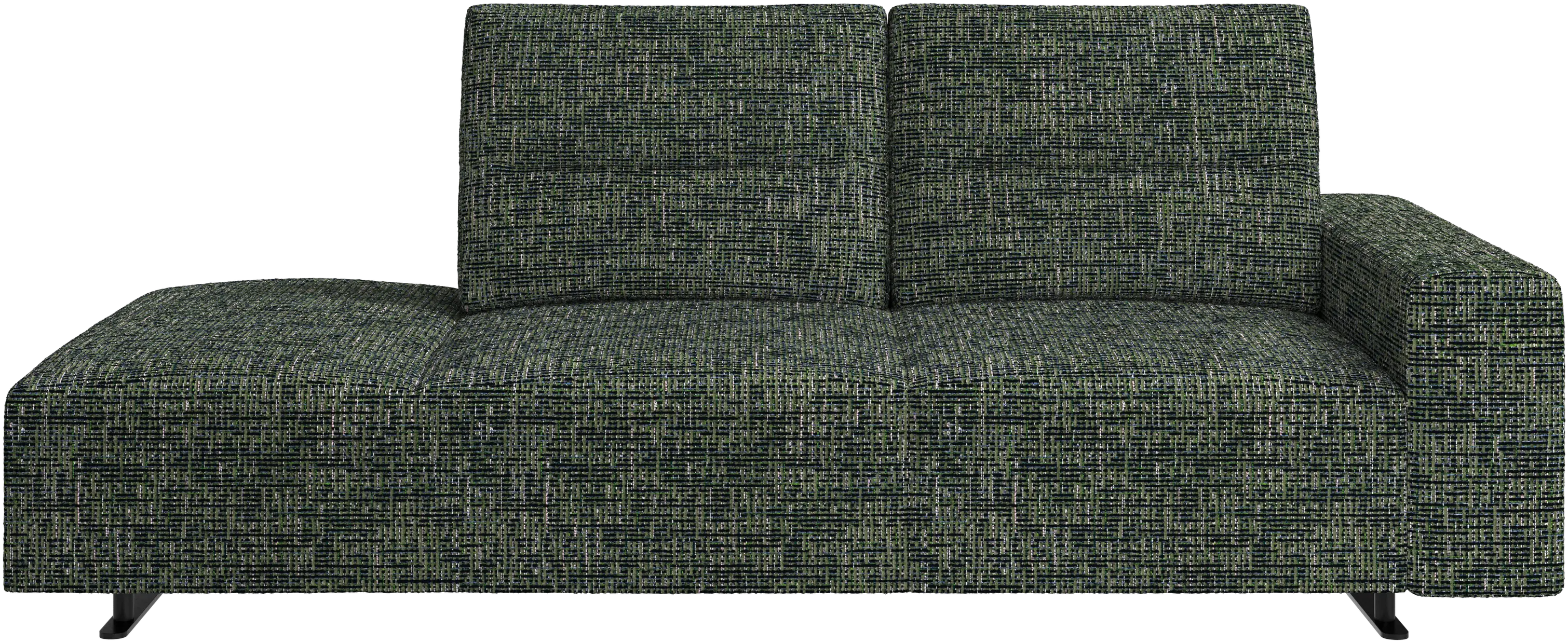 Hampton sofa with adjustable back and lounging unit left side, armrest right