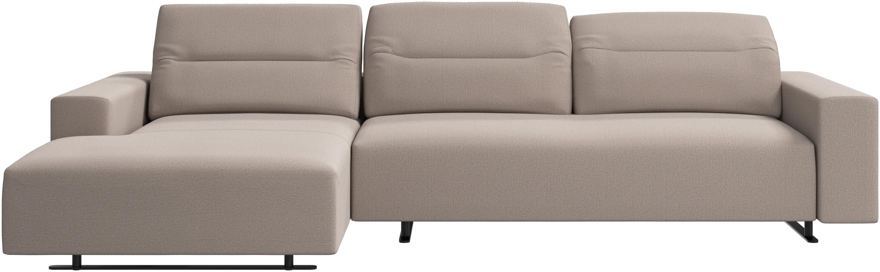 Hampton sofa with adjustable back, resting unit and storage left side