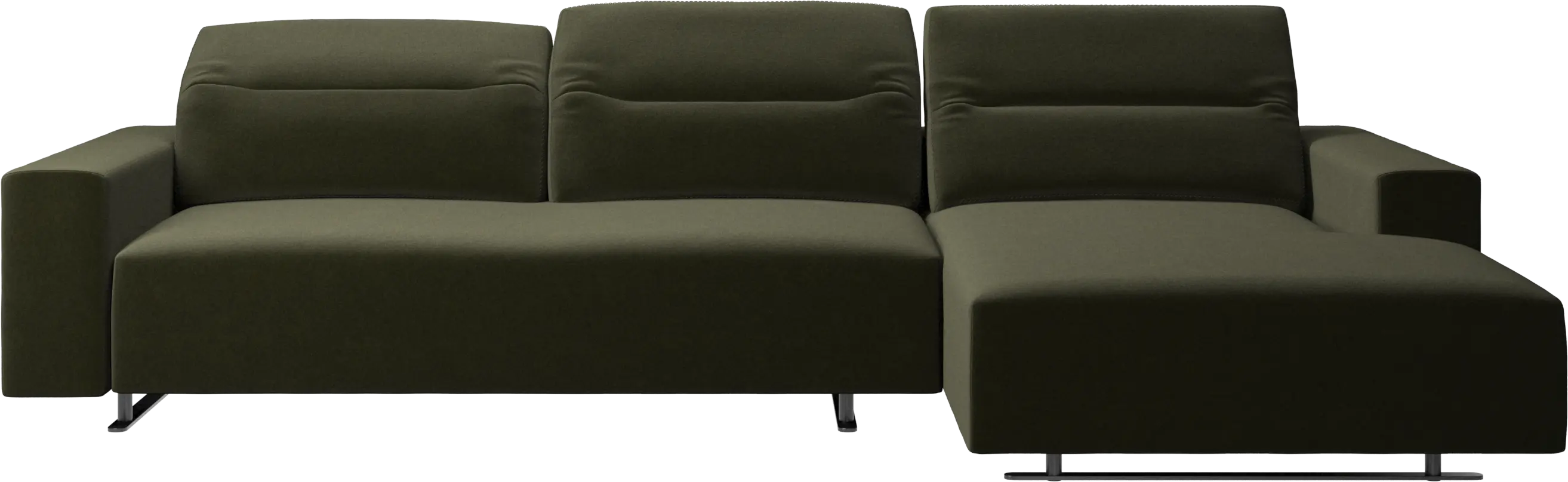 Hampton sofa with adjustable back, resting unit and storage right side