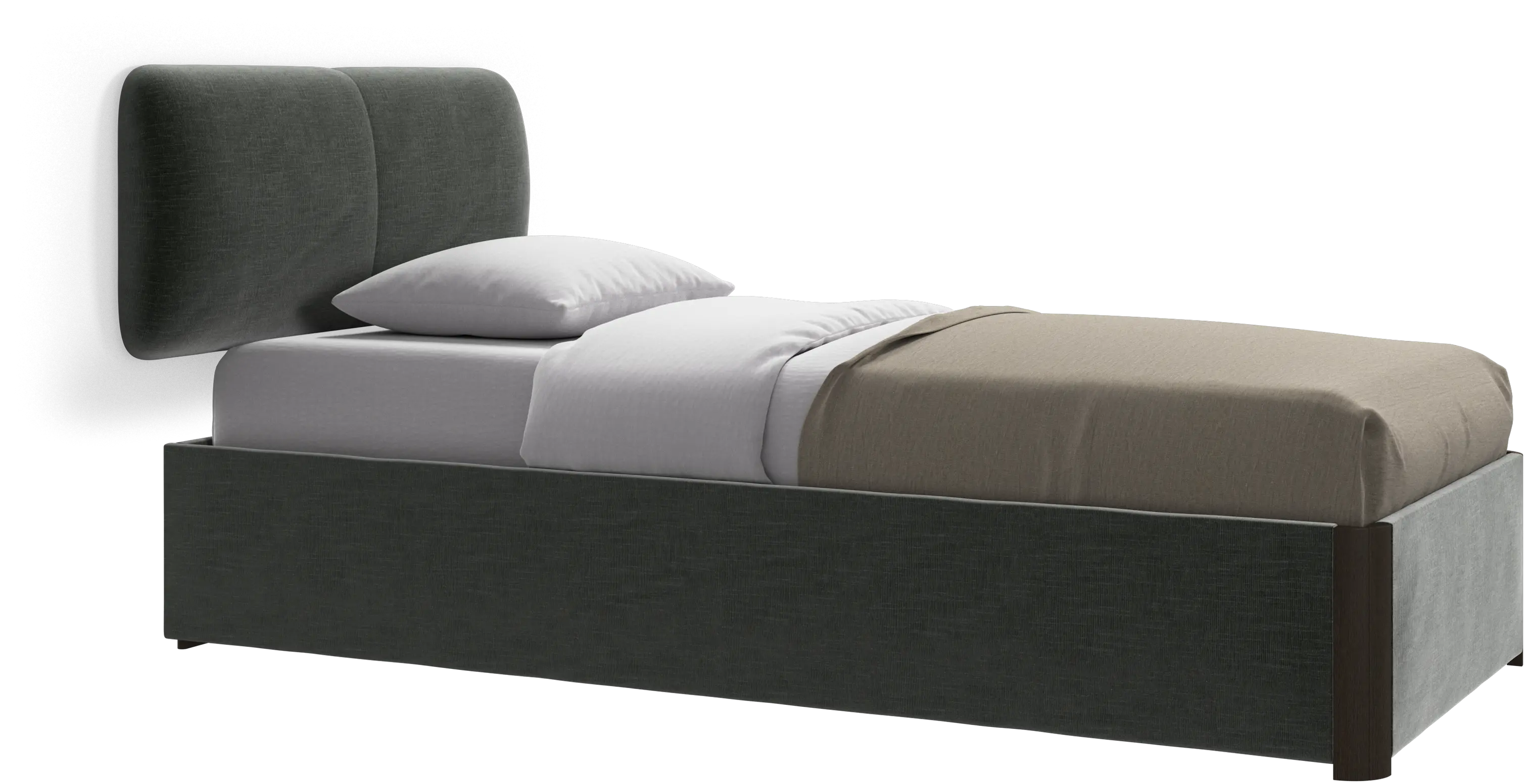 Element bed, wall-mounted headboard, with slats and storage solution, excl. mattress