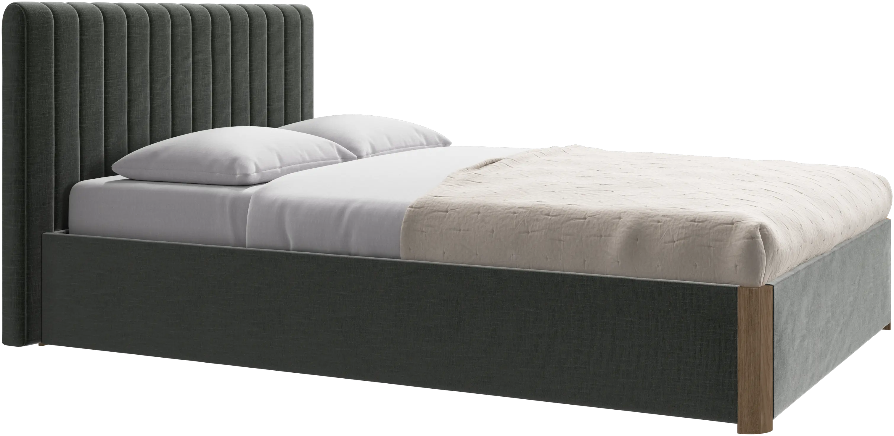 Element bed, bed-mounted headboard, with slats and storage solution, excl. mattress