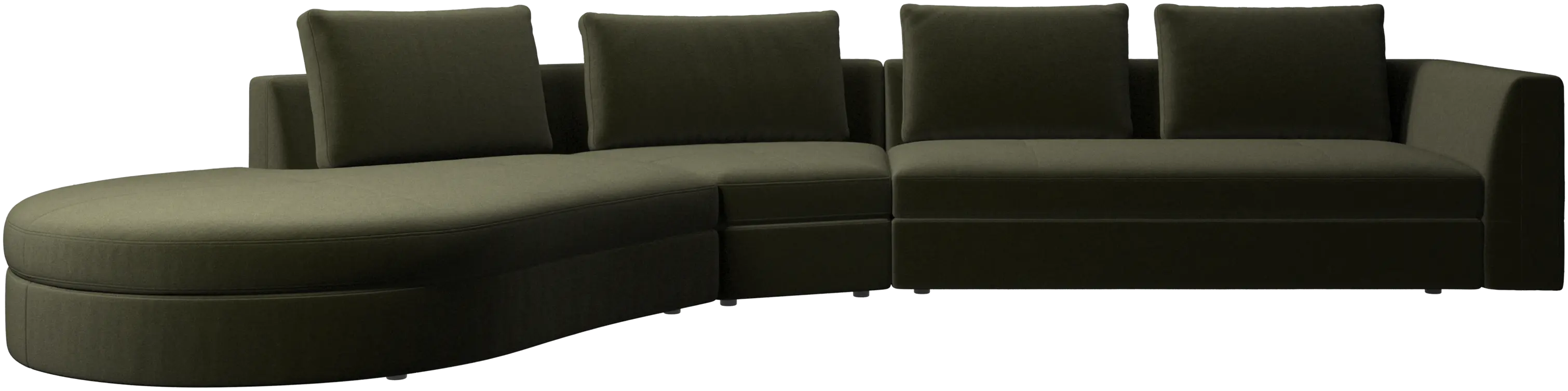 Bergamo Sofa mit rundem Loungemodul, links