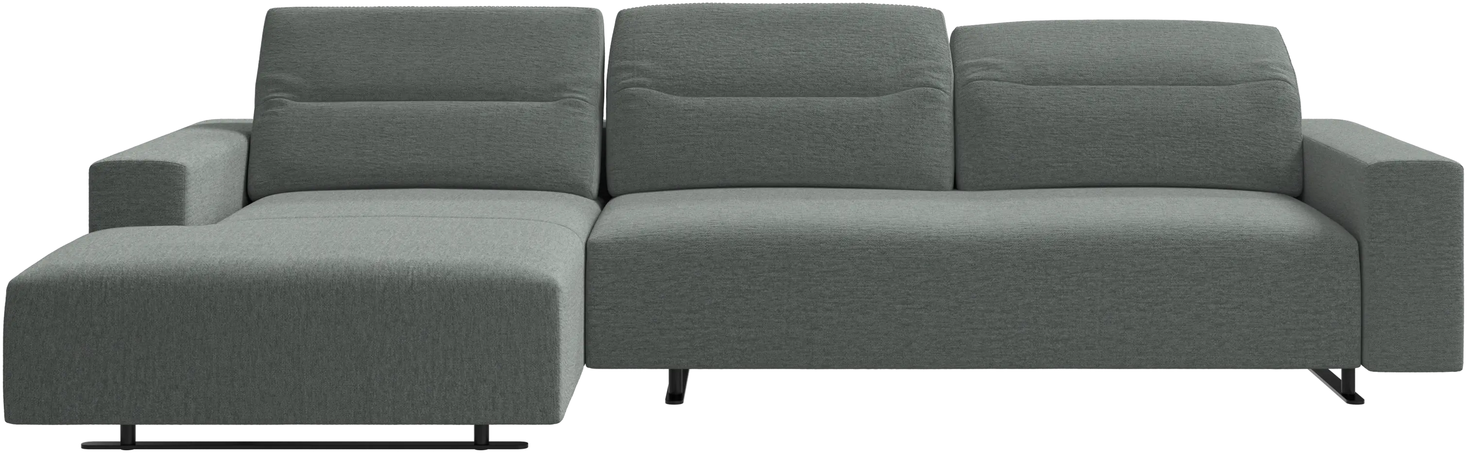 Hampton sofa with adjustable back and resting unit left side, storage right side