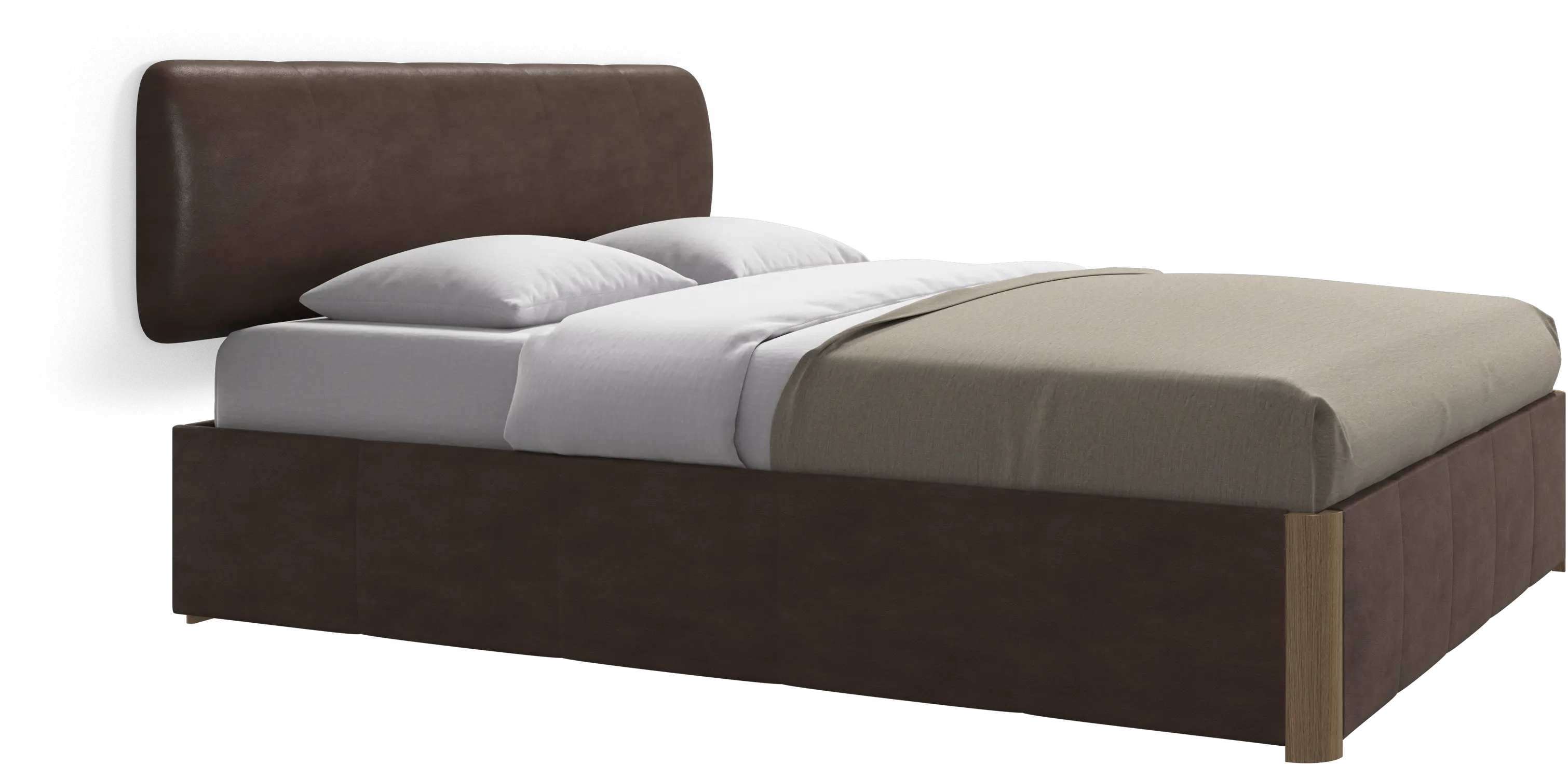 Element lit, tête de lit murale, avec lattes et solution de stockage, excl. matelas