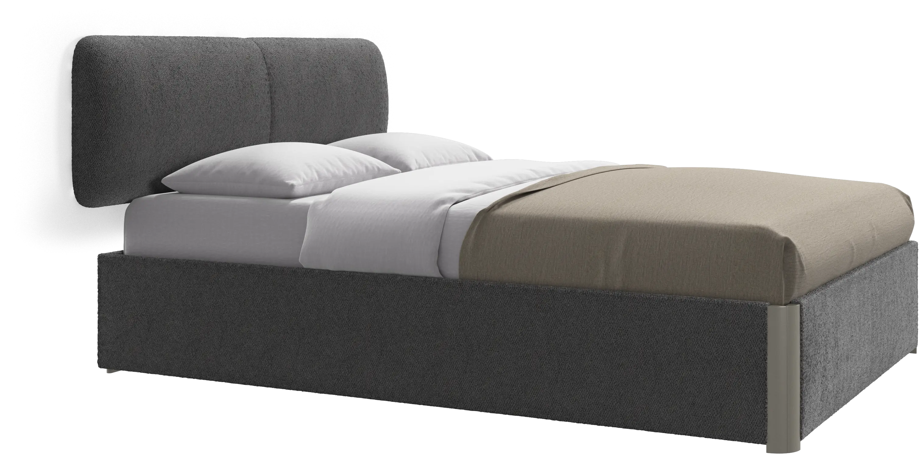 Element bed, wall-mounted headboard, with slats and storage solution, excl. mattress