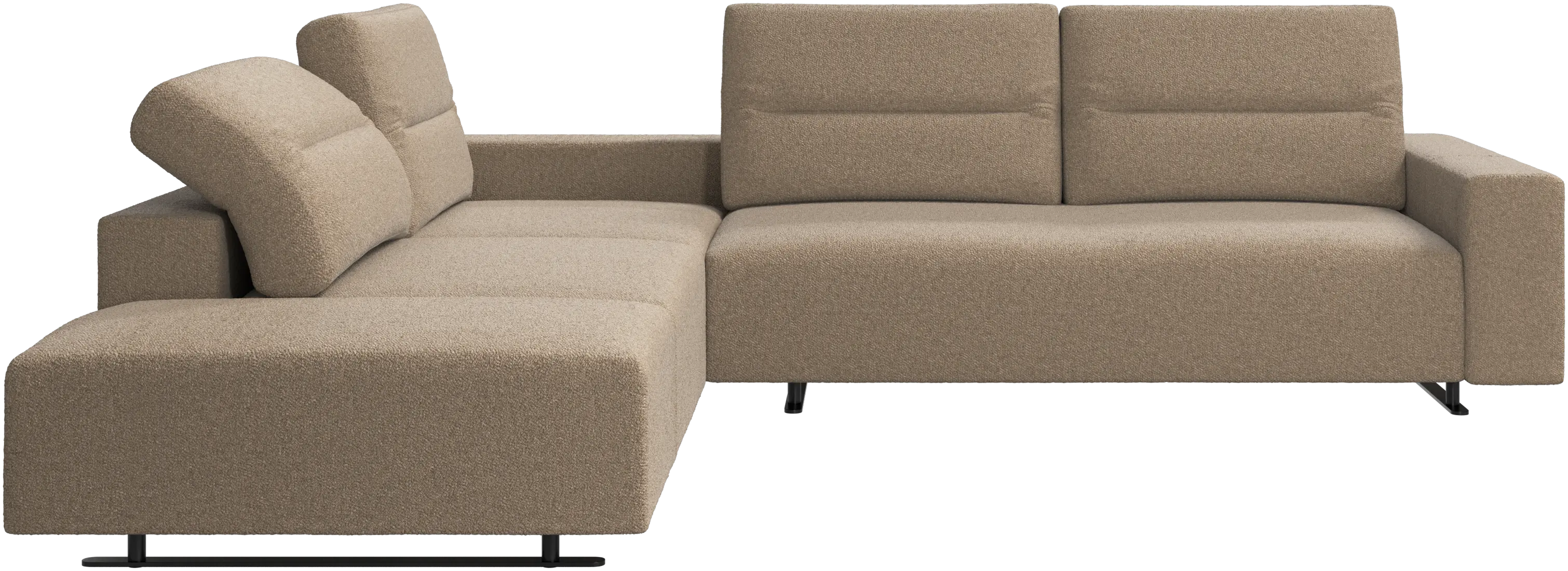 Hampton corner sofa with adjustable back and storage on right side