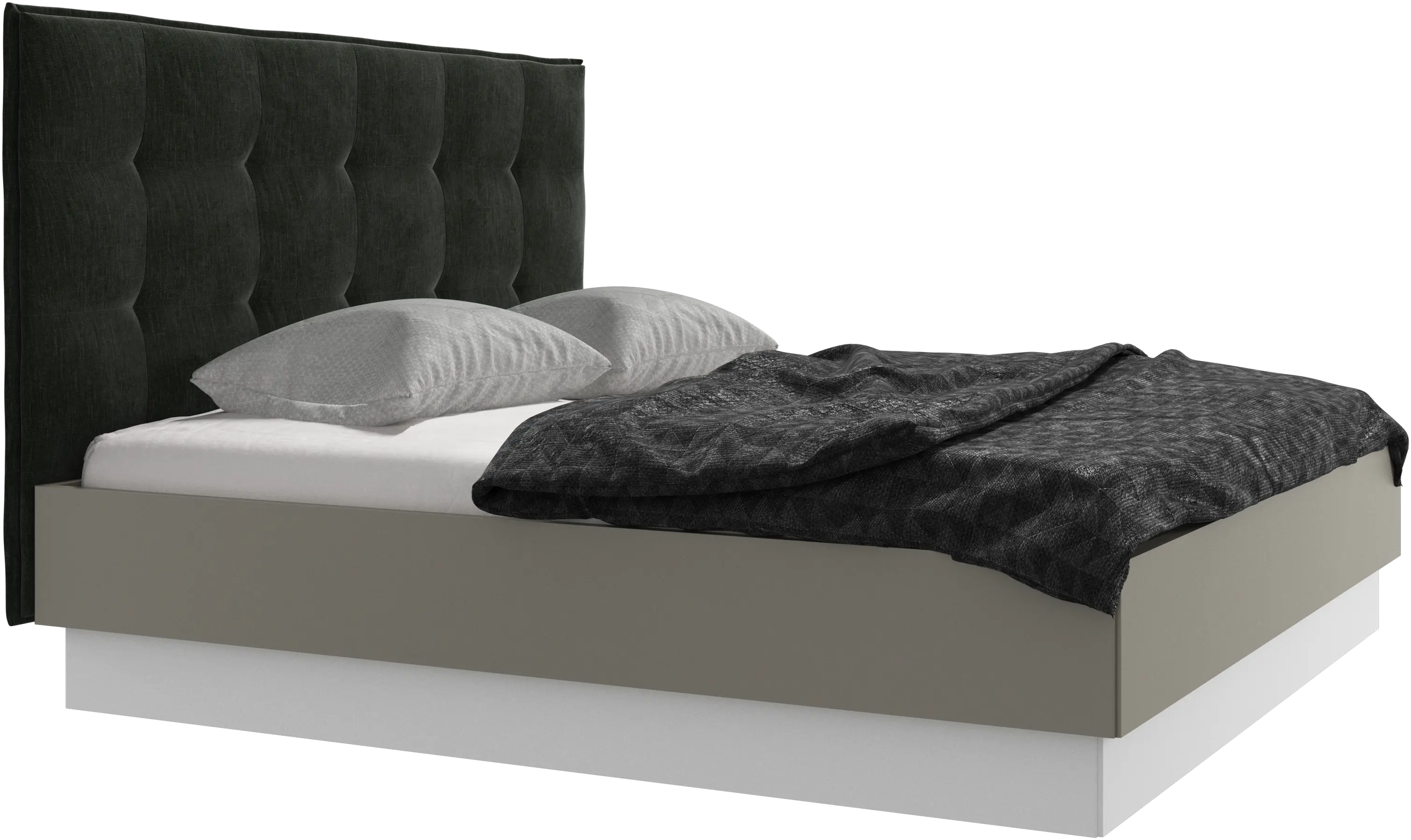 Lit Lugano avec rangement intégré, sommier inclus, hors matelas