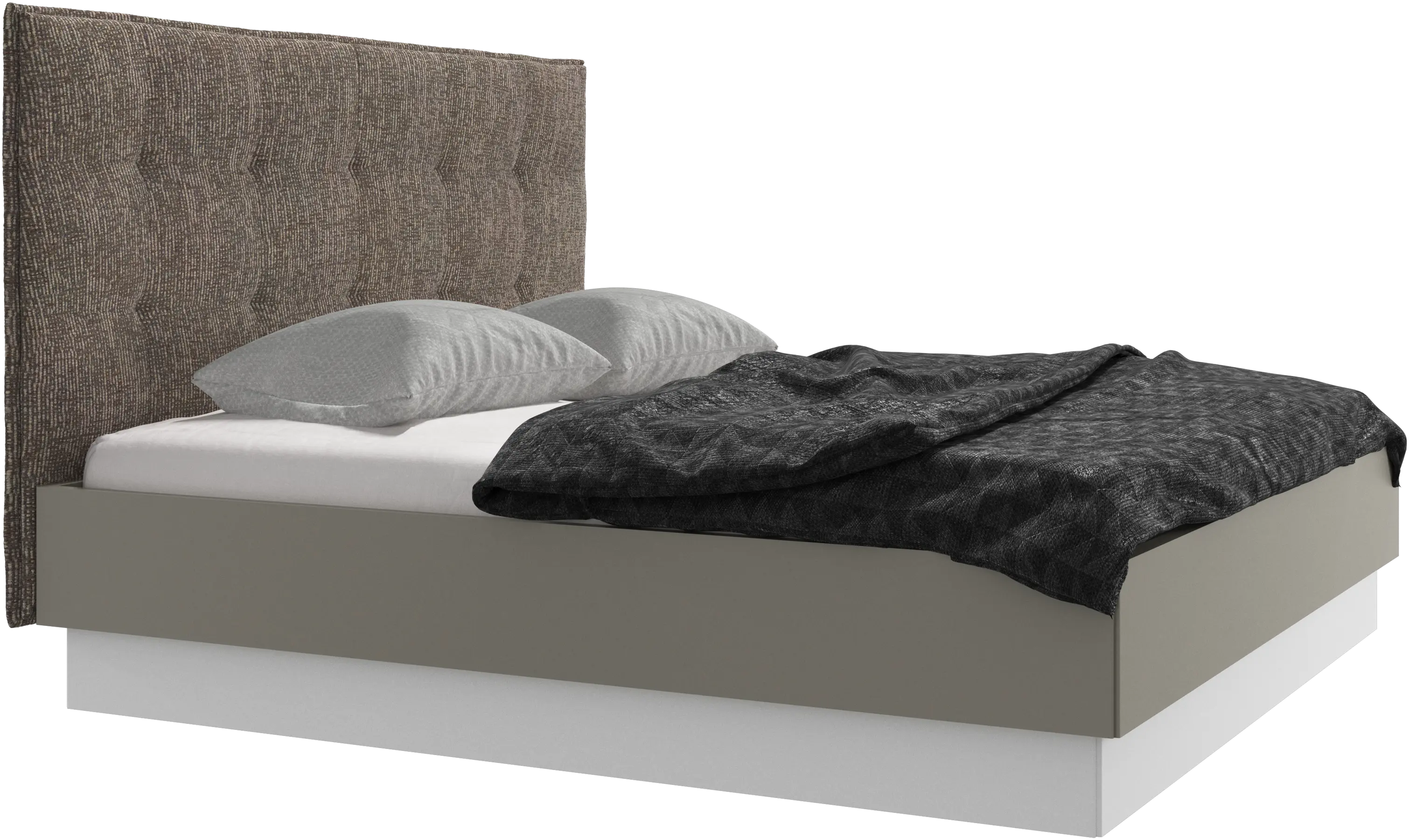 Lit Lugano avec rangement intégré, sommier inclus, hors matelas
