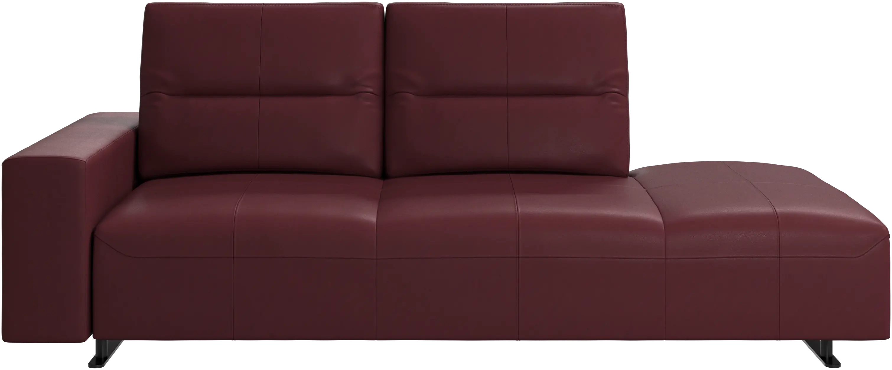 Hampton sofa with adjustable back and lounging unit right side, armrest left