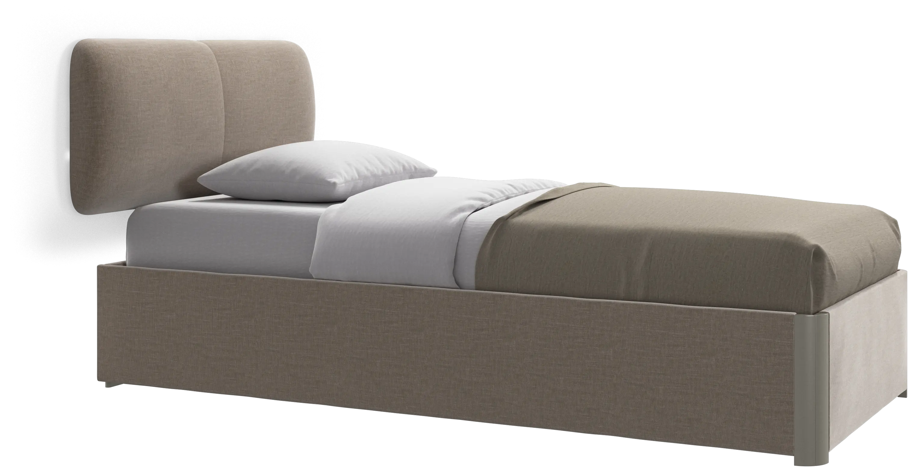 Element cama, cabecero montado en la pared, con láminas y solución de almacenamiento, excl. colchón