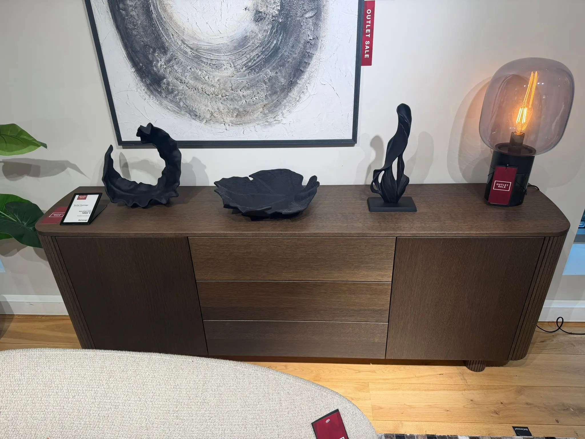 Storage Santiago-dressoir, donker eiken, 3 lades, 200 cm Direct leverbaar