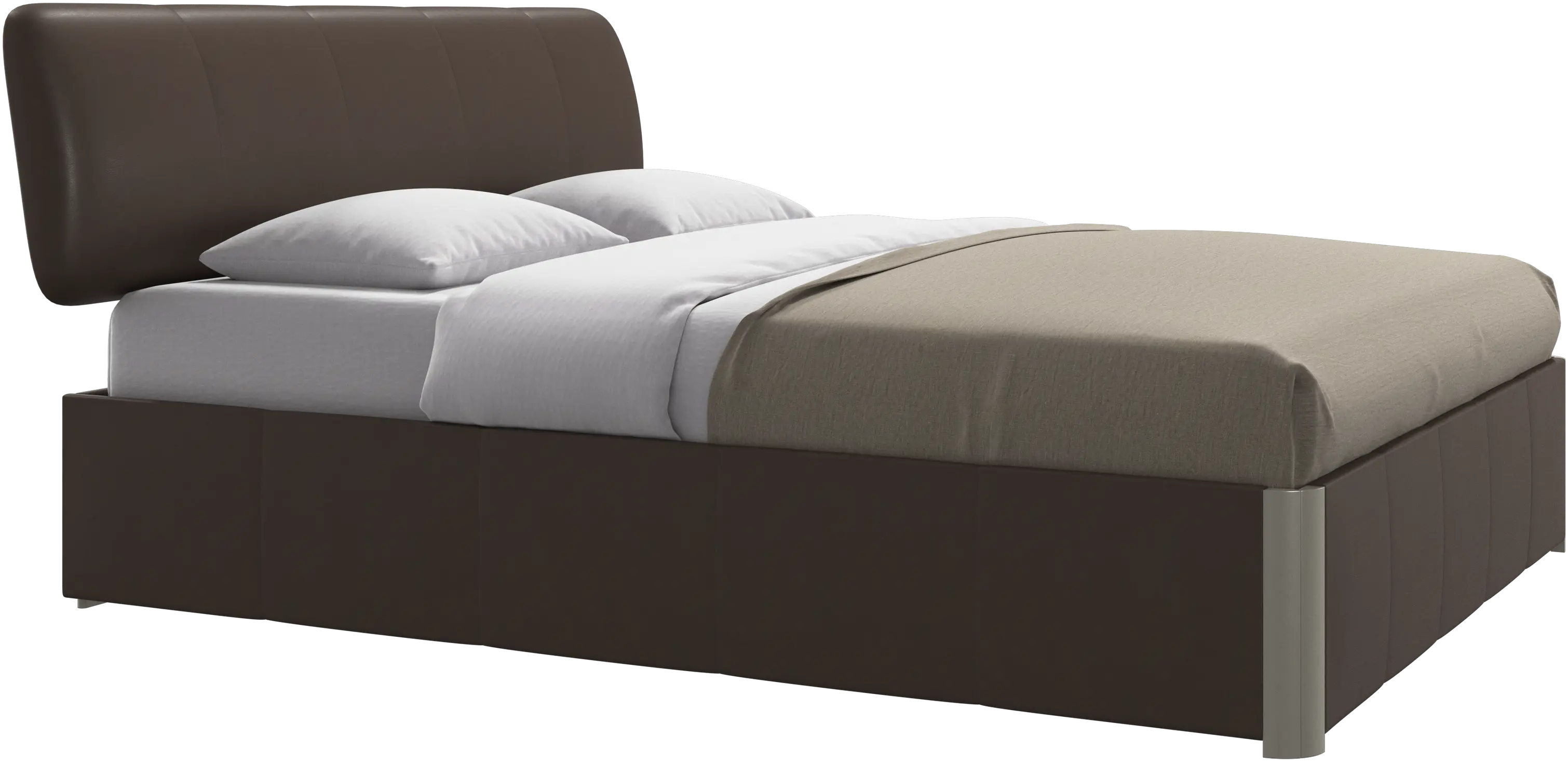 Element lit, tête de lit fixée au lit, avec lattes et solution de stockage, excl. matelas