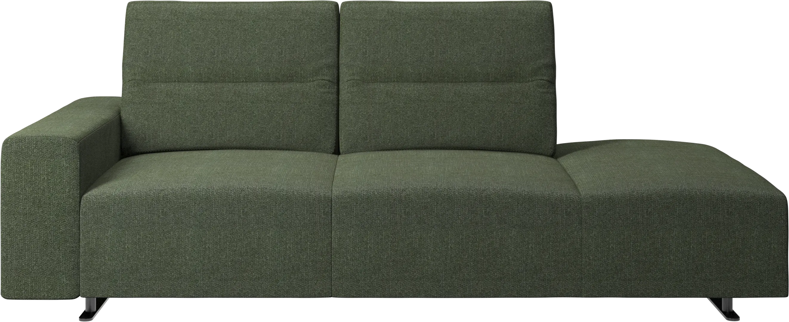 Hampton sofa with adjustable back and lounging unit right side, armrest left