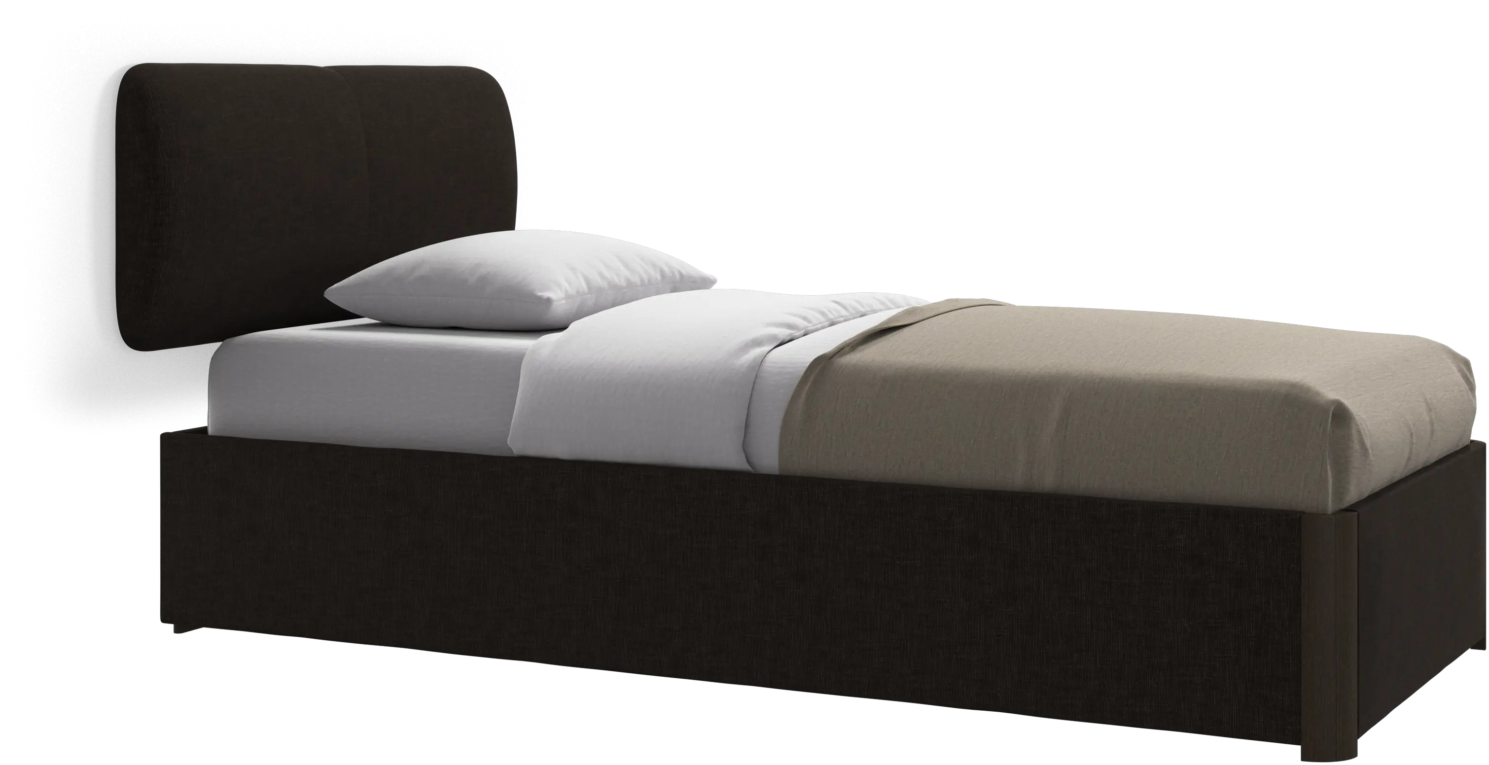 Element lit, tête de lit murale, avec lattes et solution de stockage, excl. matelas