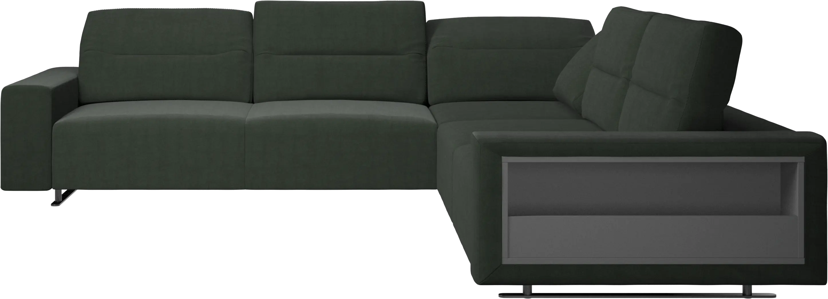 Hampton corner sofa with adjustable back and storage on right side