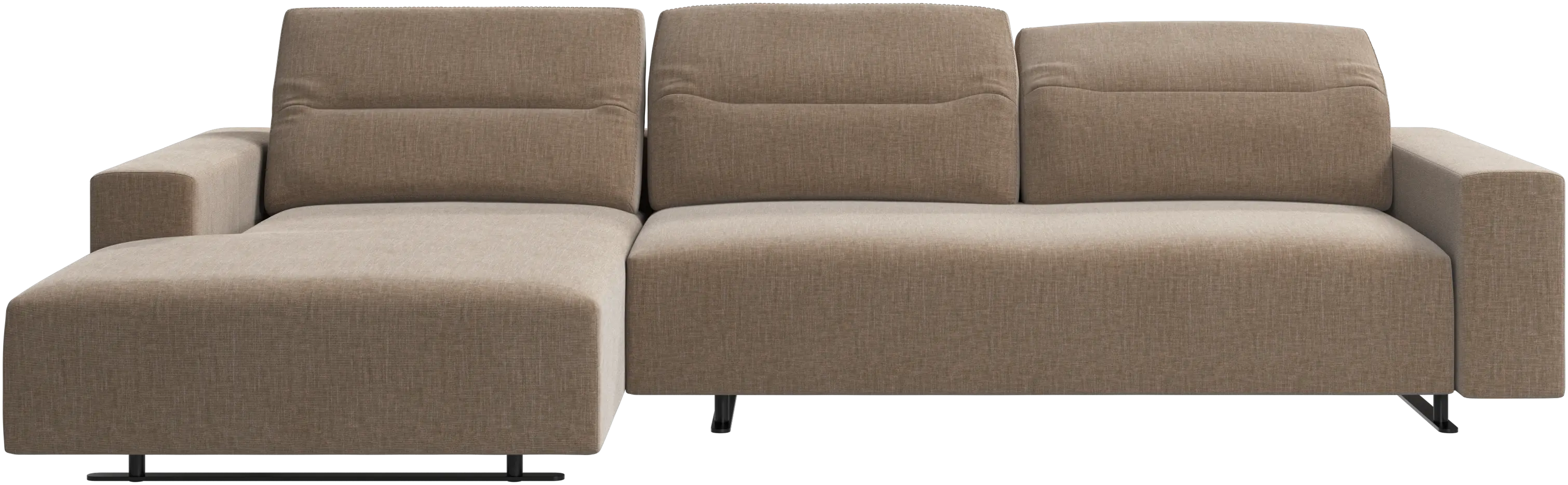 Hampton sofa with adjustable back, resting unit and storage left side