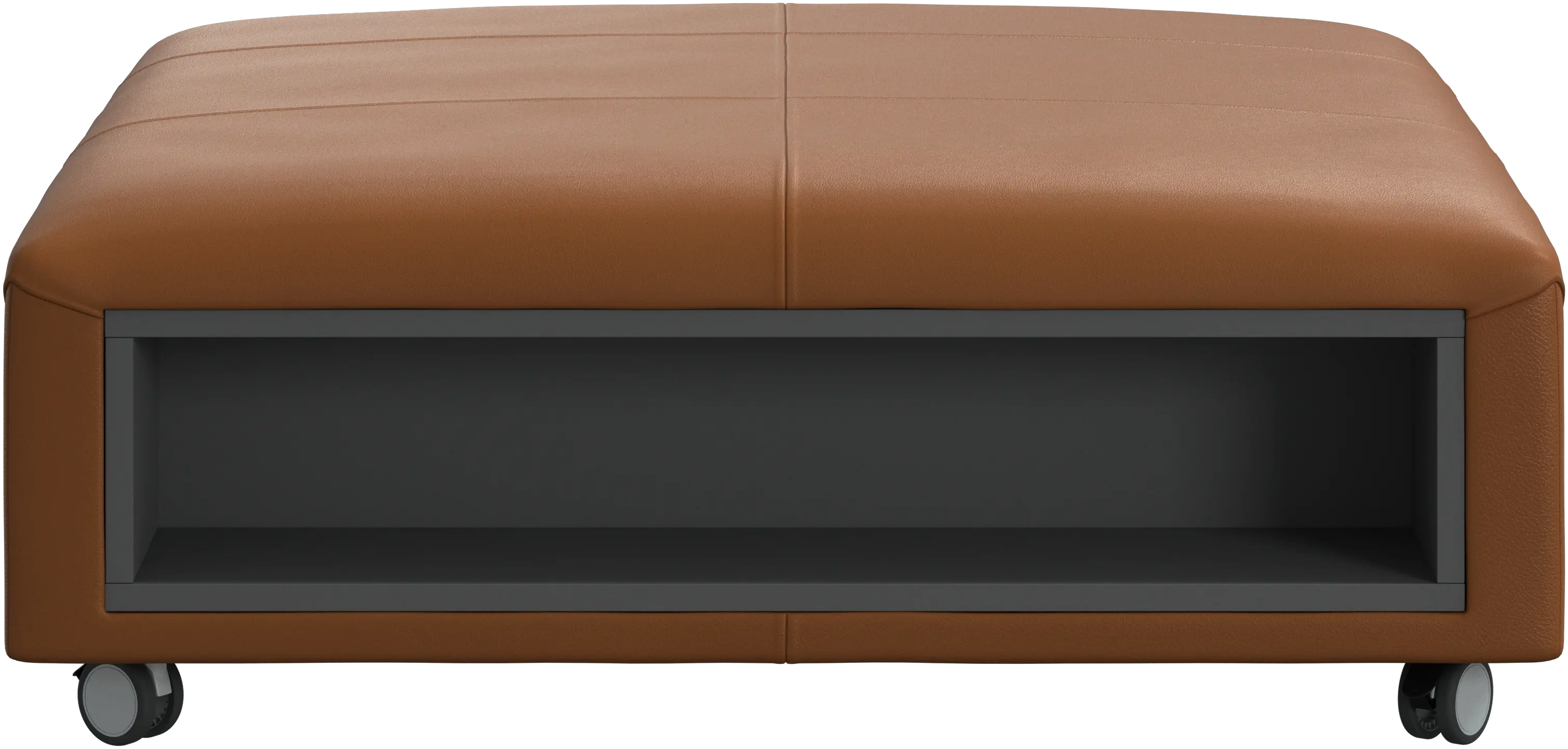 Hampton pouf on wheels with storage left and right sides