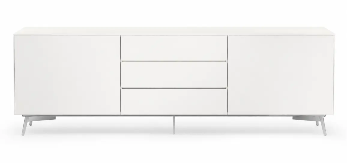 Storage [Lugano - QB00] Lugano sideboard, matt white lacquered/titanium grey burnished steel.