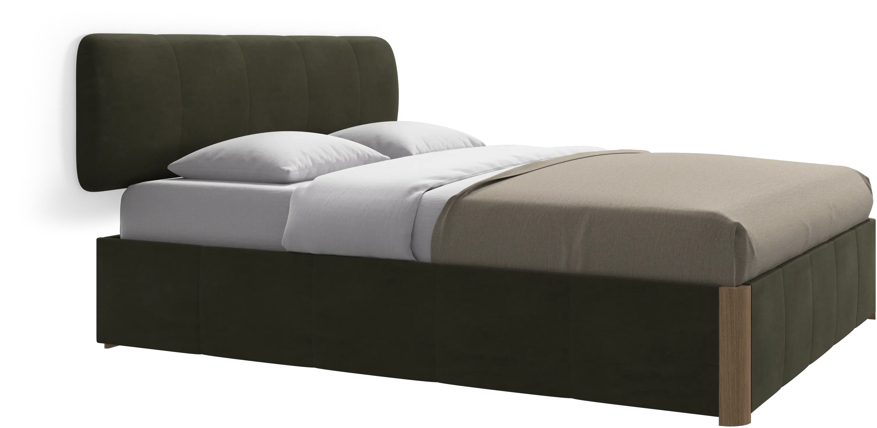 Element lit, tête de lit murale, avec lattes et solution de stockage, excl. matelas