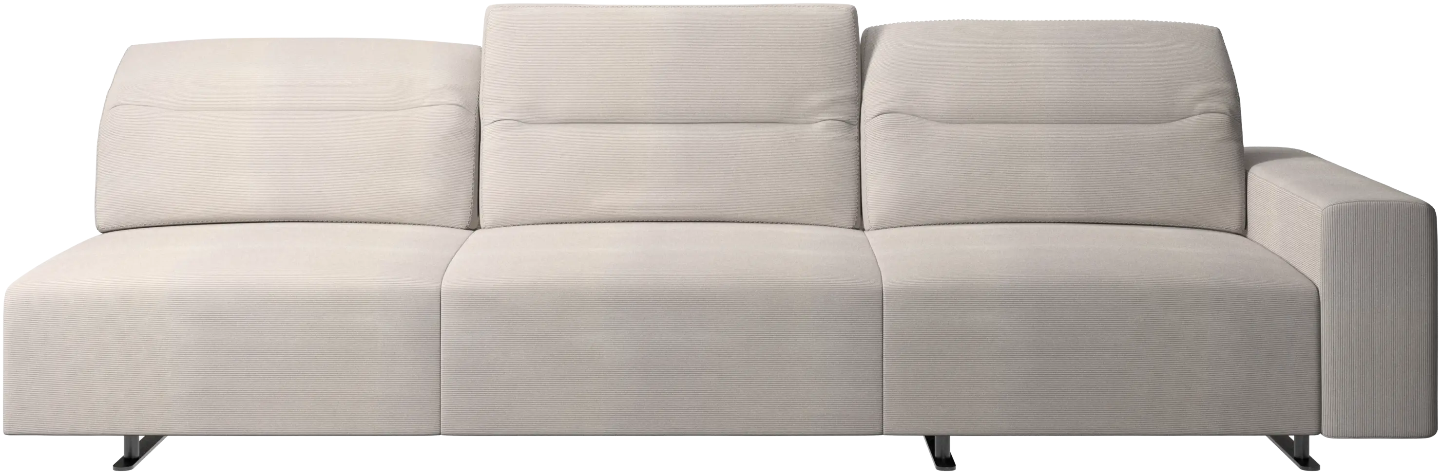 Hampton sofa with adjustable back and storage on the right side