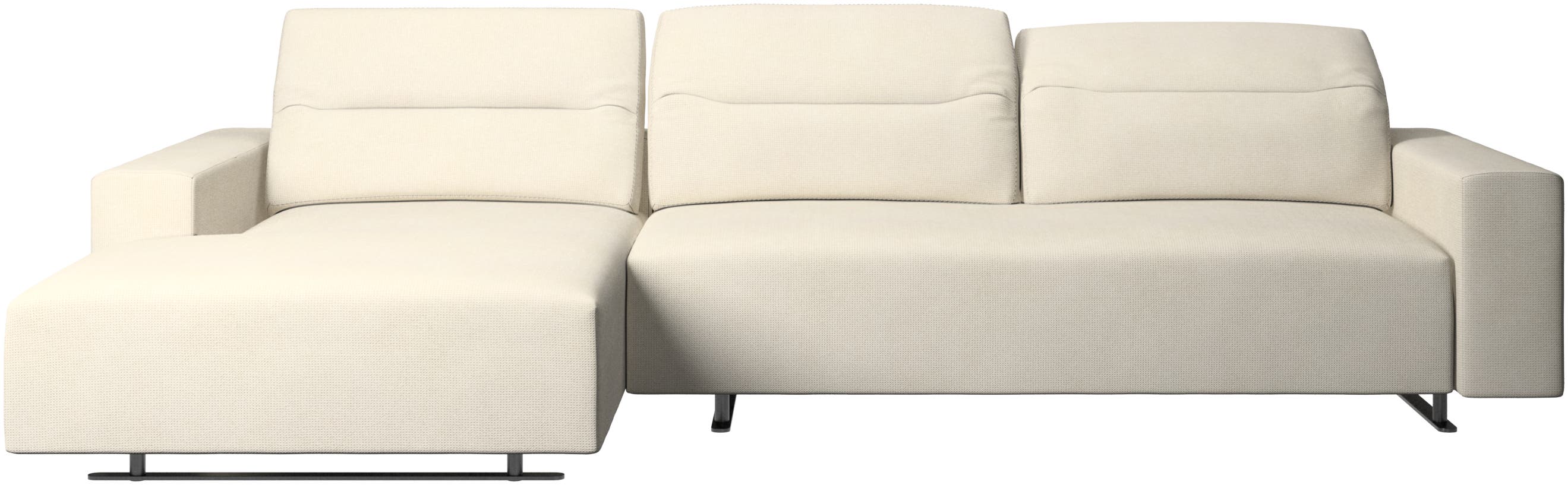 Hampton sofa with adjustable back, resting unit and storage left side